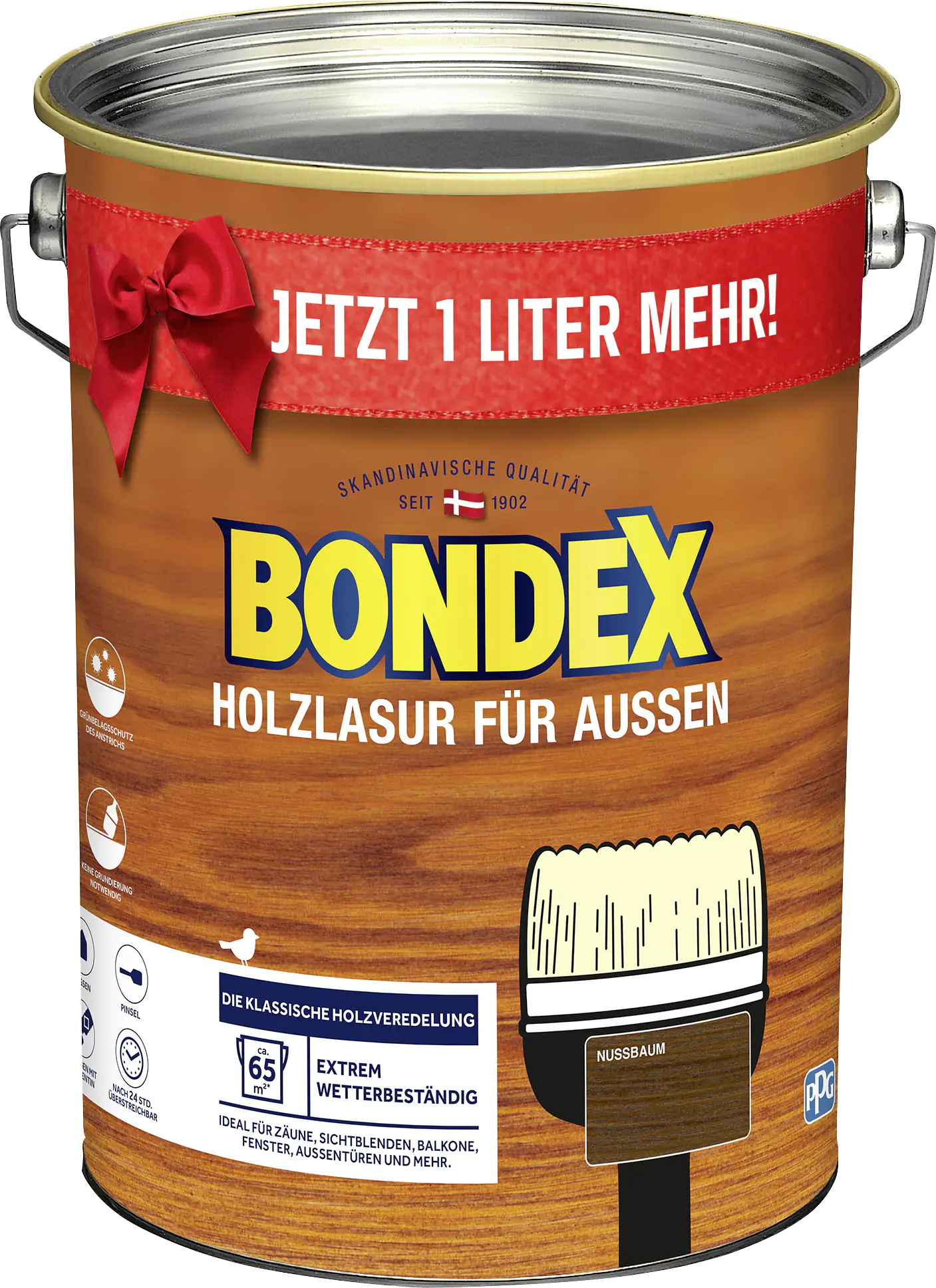 Bondex Holzlasur für Aussen 4+1 l nussbaum Jetzt 1 L mehr !