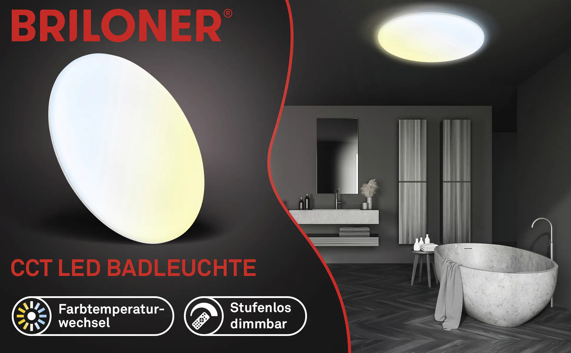 Briloner LED-Deckenleuchte Rowny Ø 45 cm weiß matt CCT dimmbar