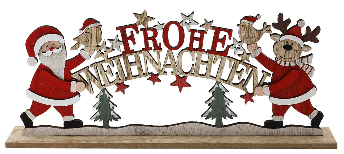 Schriftzug Frohe Weihnachten aus Holz, 33 x 14 cm Schriftzug Frohe Weihnachten aus Holz, 33 x 14 cm