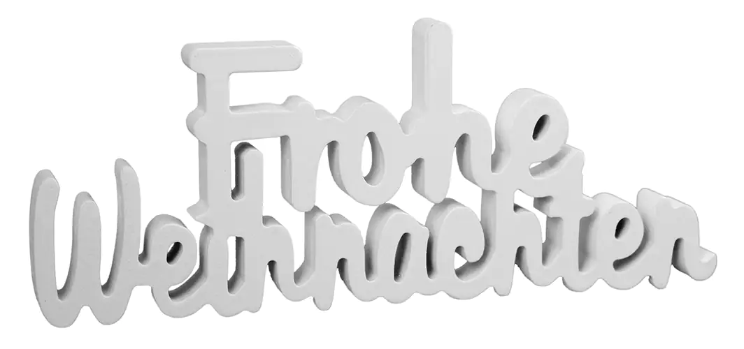 Schriftzug Frohe Weihnachten aus Poly weiß, 26 x 10,5 cm