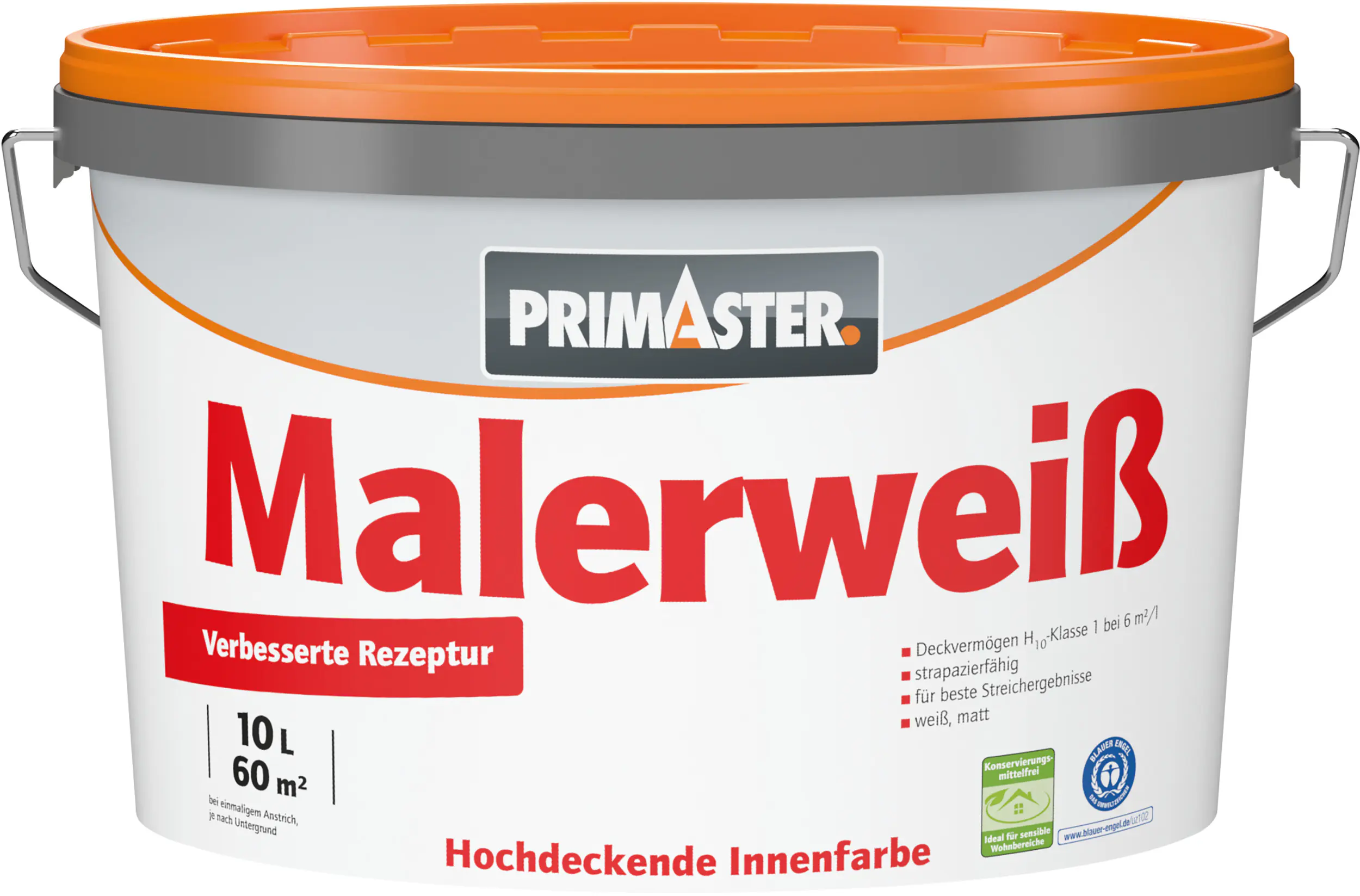 Primaster Wandfarbe Malerweiß konservierungsmittelfrei 10 L Primaster Wandfarbe Malerweiß konservierungsmittelfrei 10 L