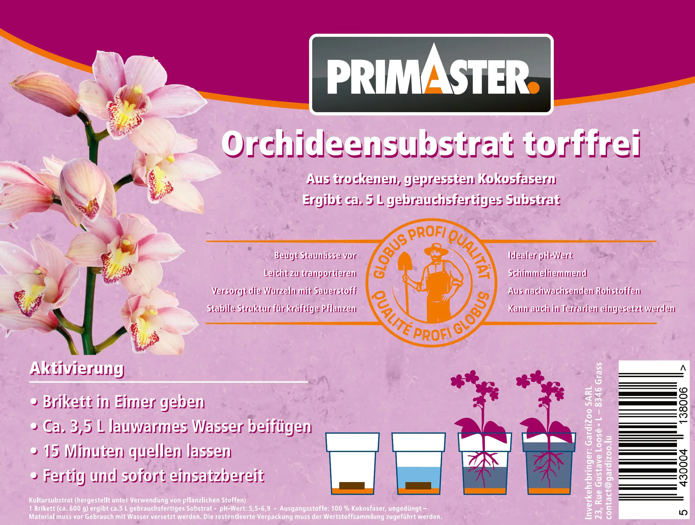 Primaster Orchideensubstrat torffrei Brikett für 5 Liter