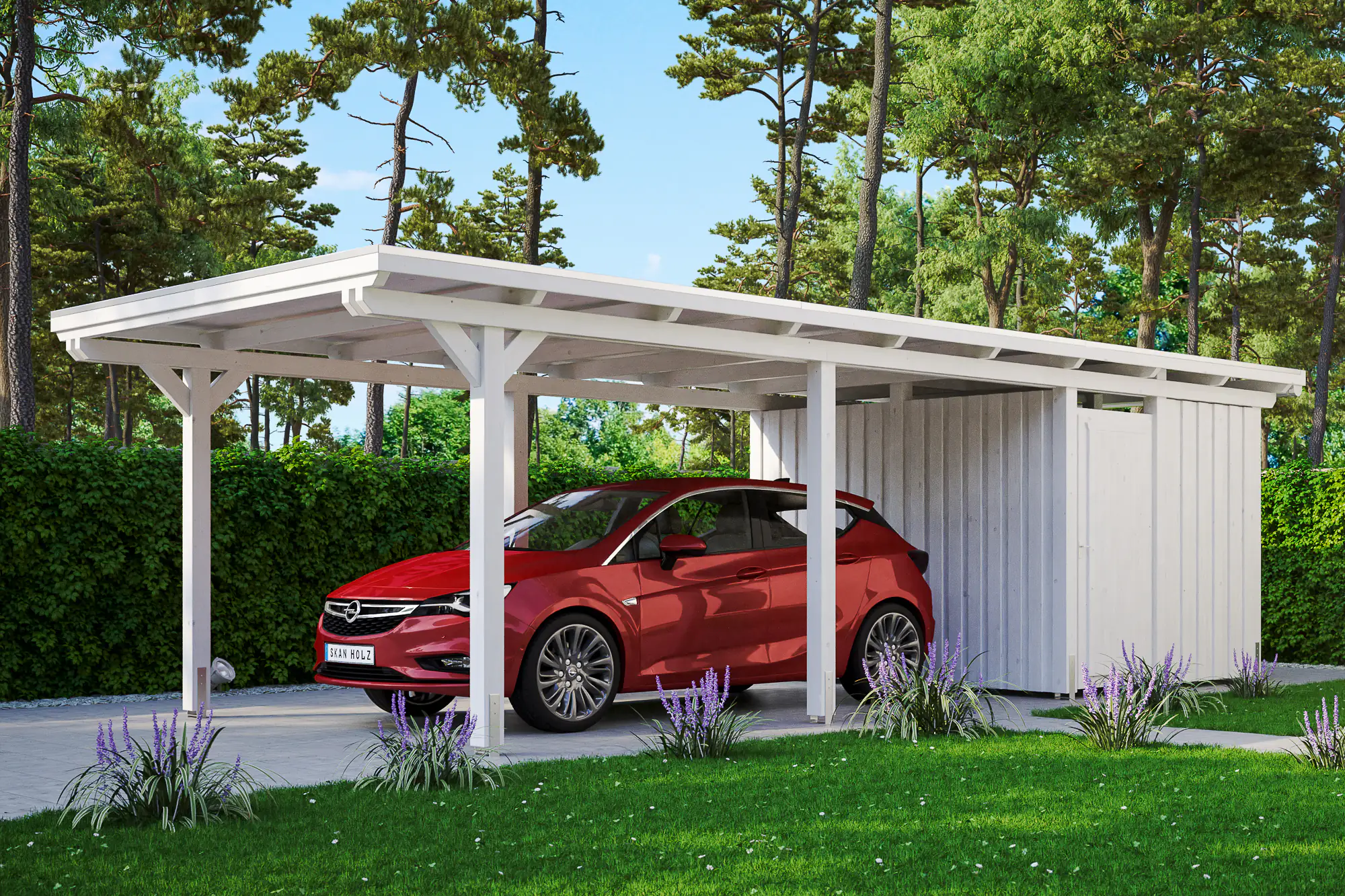 SKAN HOLZ Carport Emsland 354 x 846 cm mit Aluminiumdach, mit Abstellraum