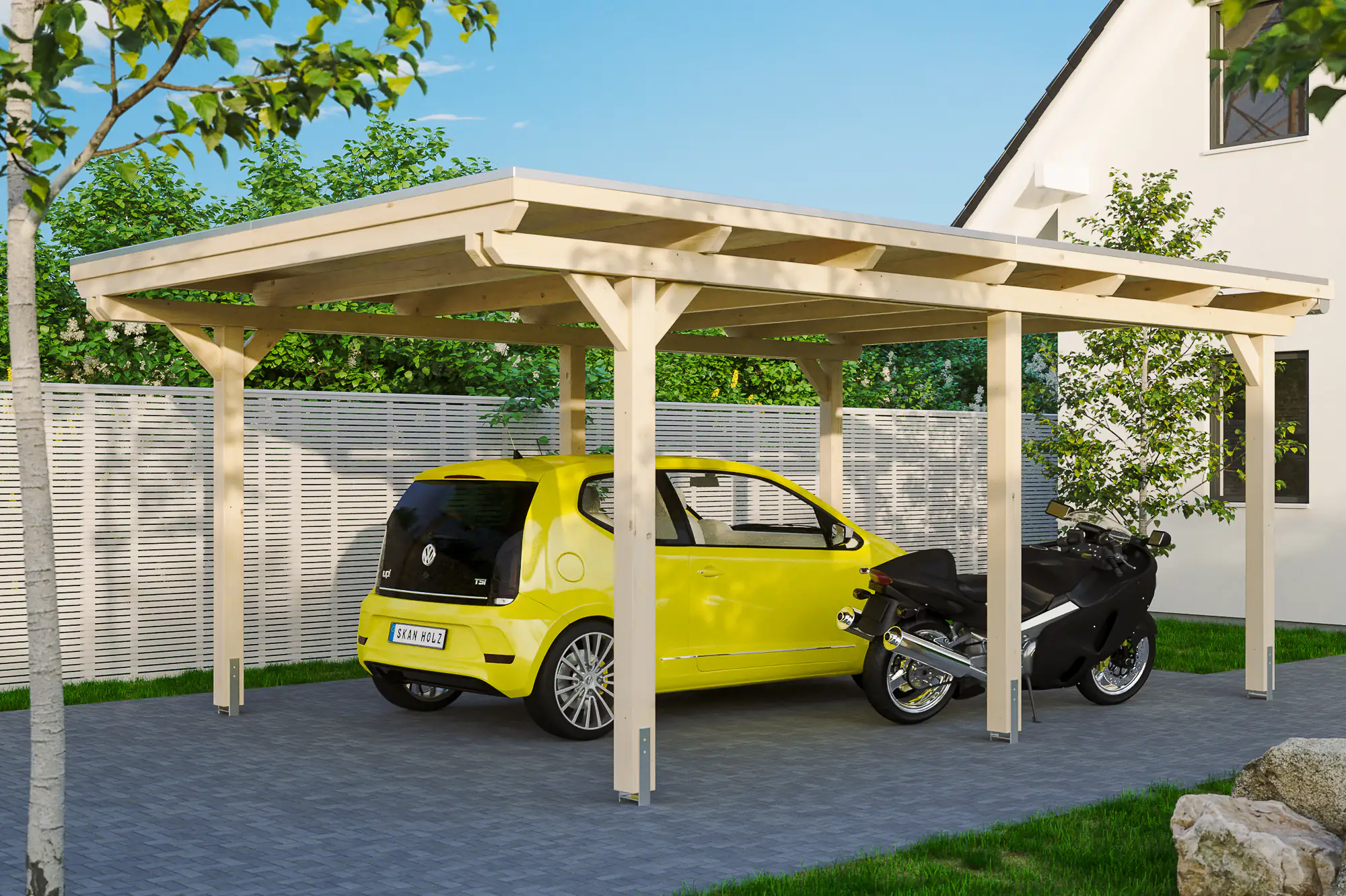 4018211022304 SKAN HOLZ Carport Emsland 404 x 604 cm mit Aluminiumdach, natur