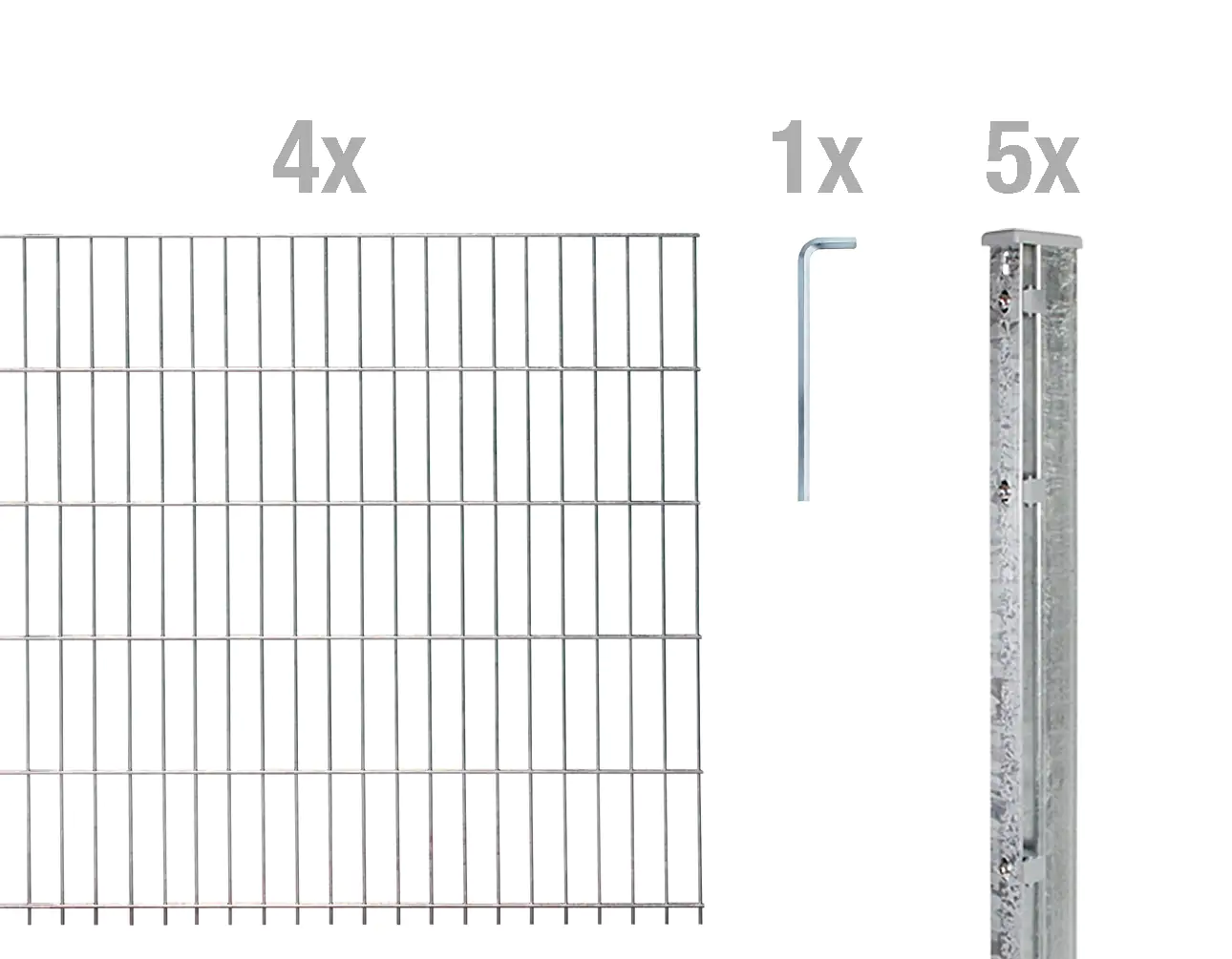 4004338644239_2969137 Alberts Doppelstabmatten-Grundset 10 m 250 x 143 cm 6/5/6 feuerverzinkt