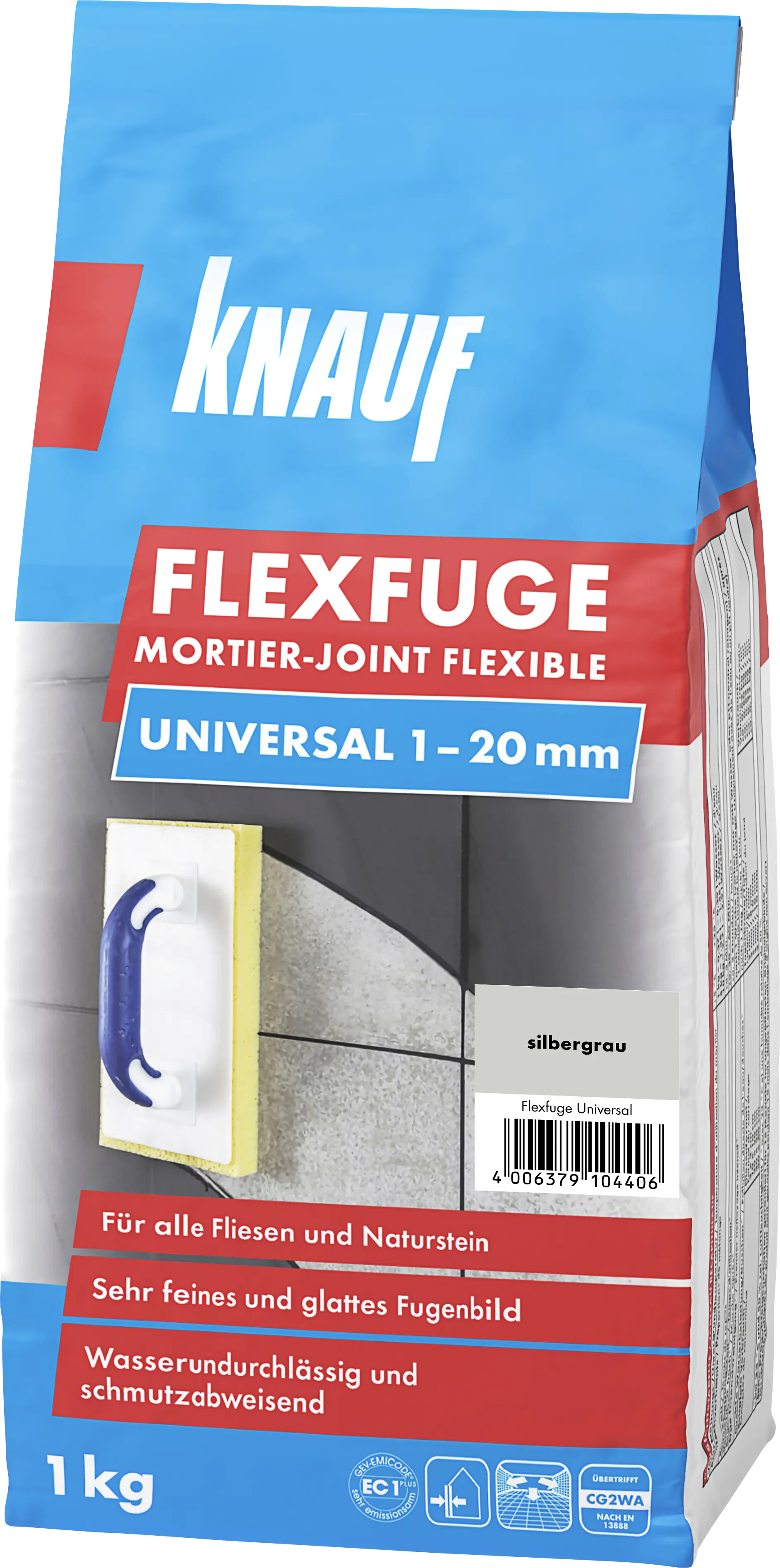 Knauf Fugenmörtel Flexfuge Universal 1 - 20 mm silbergrau 1 kg Knauf Fugenmörtel Flexfuge Universal 1 - 20 mm silbergrau 1 kg