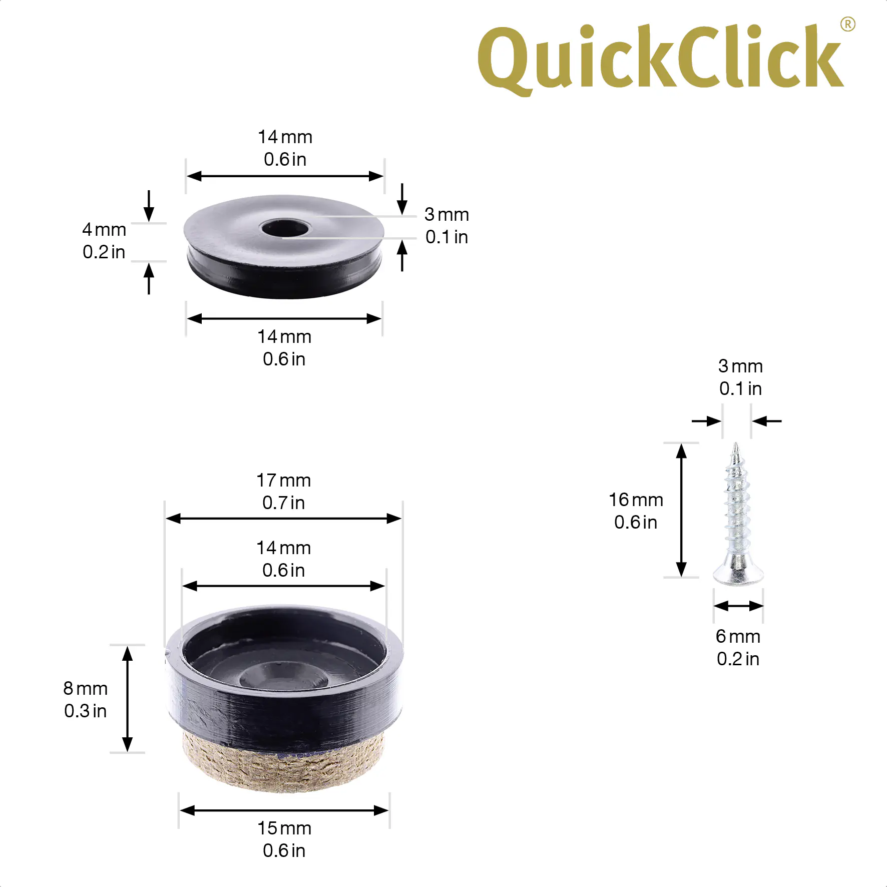 Wagner Möbelgleiter zum Anschrauben Syno schwarz braun Ø 17 mm - 4 Stück  Wagner Möbelgleiter zum Anschrauben Syno schwarz braun Ø 17 mm - 4 Stück