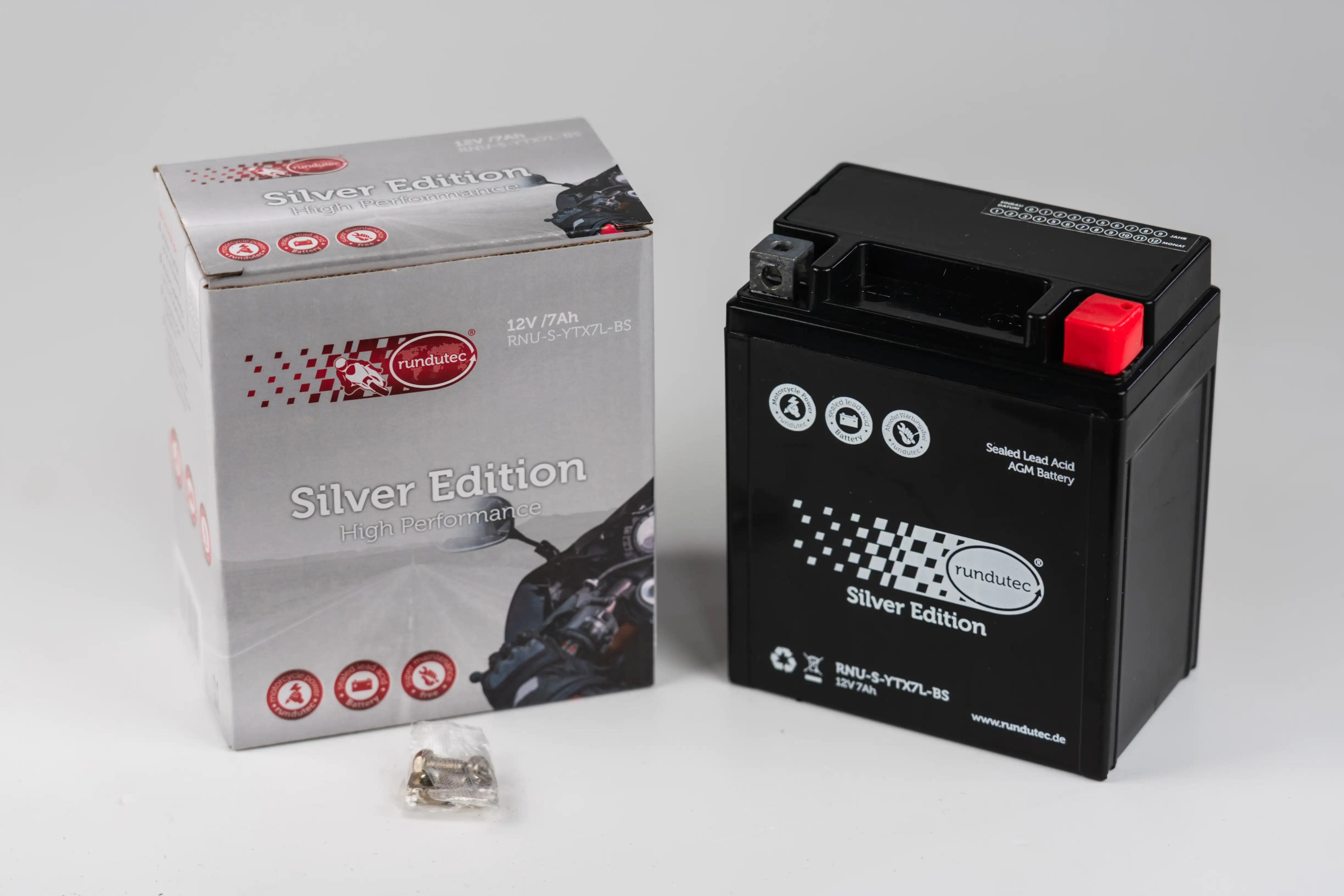 rundutec Motorradbatterie 75A S-YTX7L-BS Silver Edition 12V 7Ah