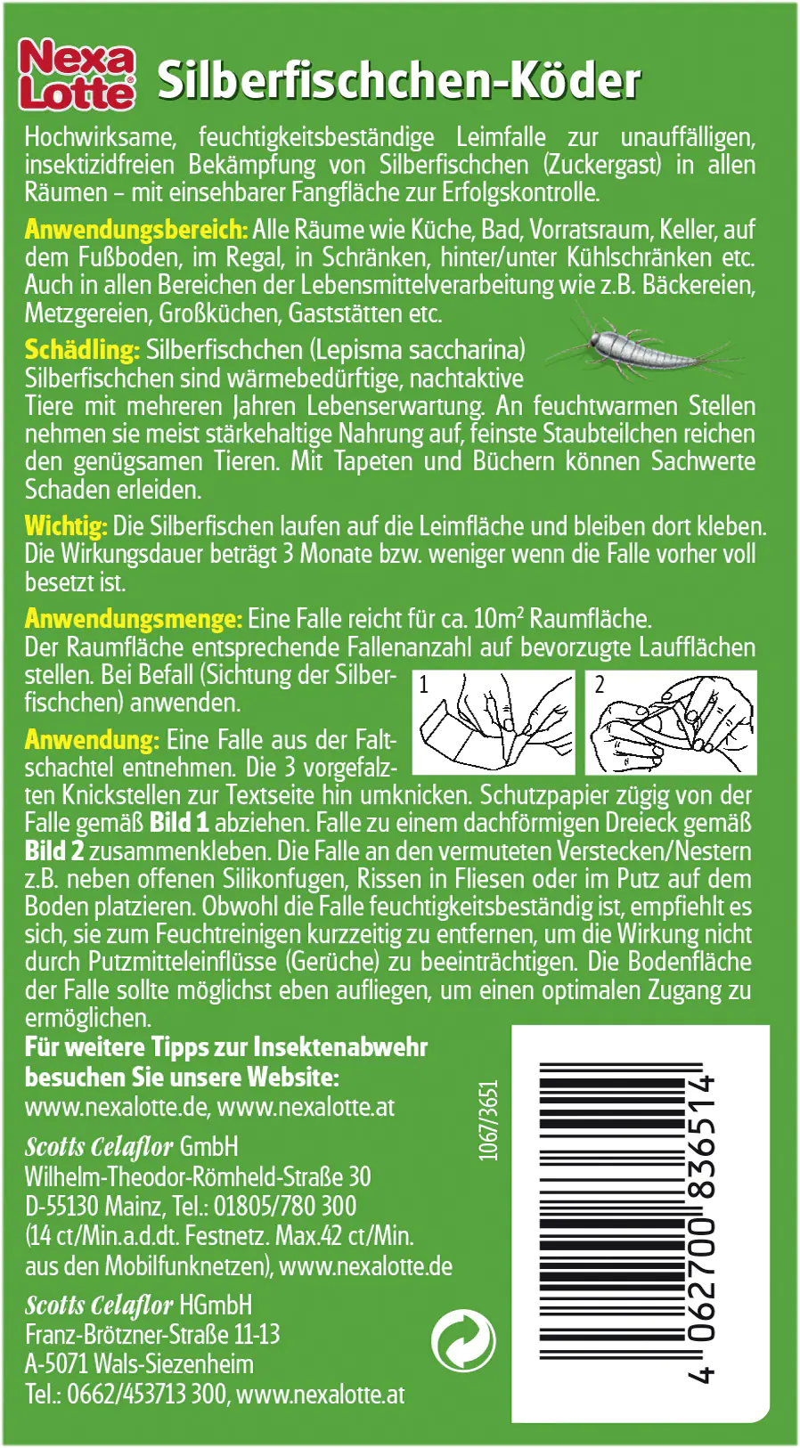 Nexa Lotte Silberfischchen-Falle 3 Stück