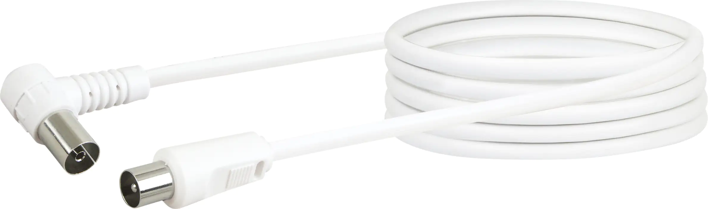 Schwaiger Antennen Anschlusskabel KVKW30 532 (75dB) weiß, 3,0m, 90° gewinkelt, 1x IEC Stecker / 1x I