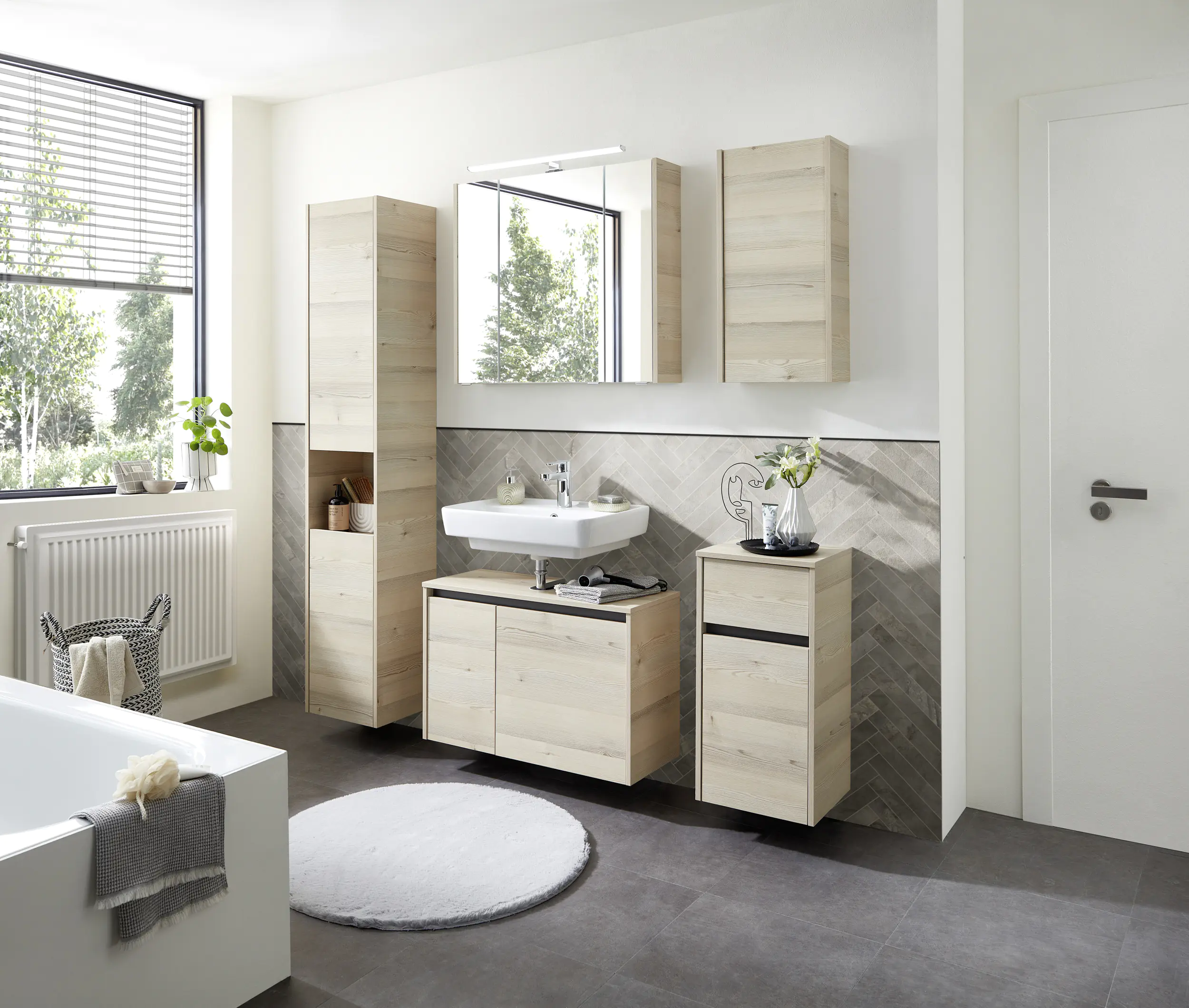 Pelipal Unterschrank Quickset 393 Polar Pinie/Akzent Quarzgrau 35 cm