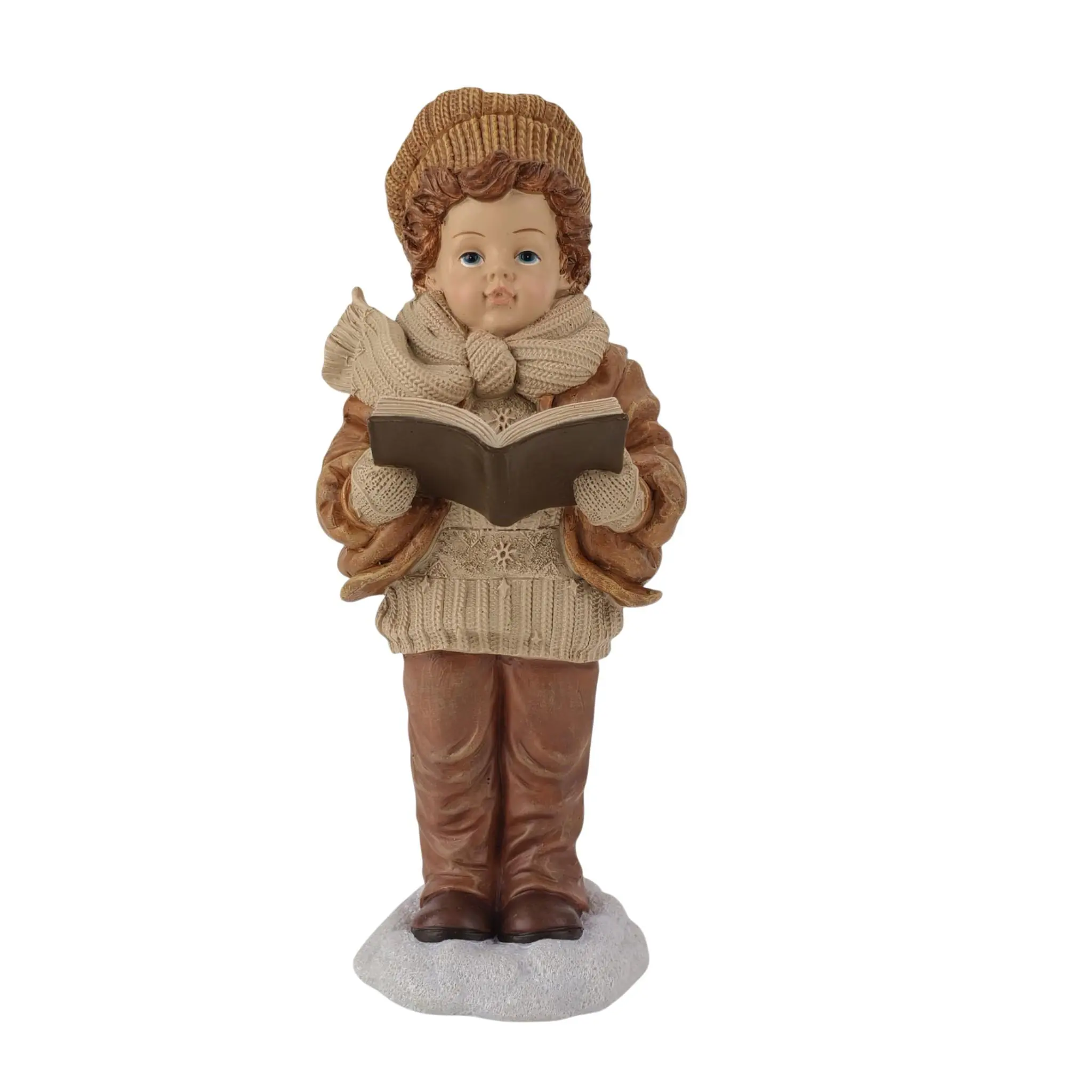Dekofigur Junge mit Buch 28 x 11,5 cm braun/beige