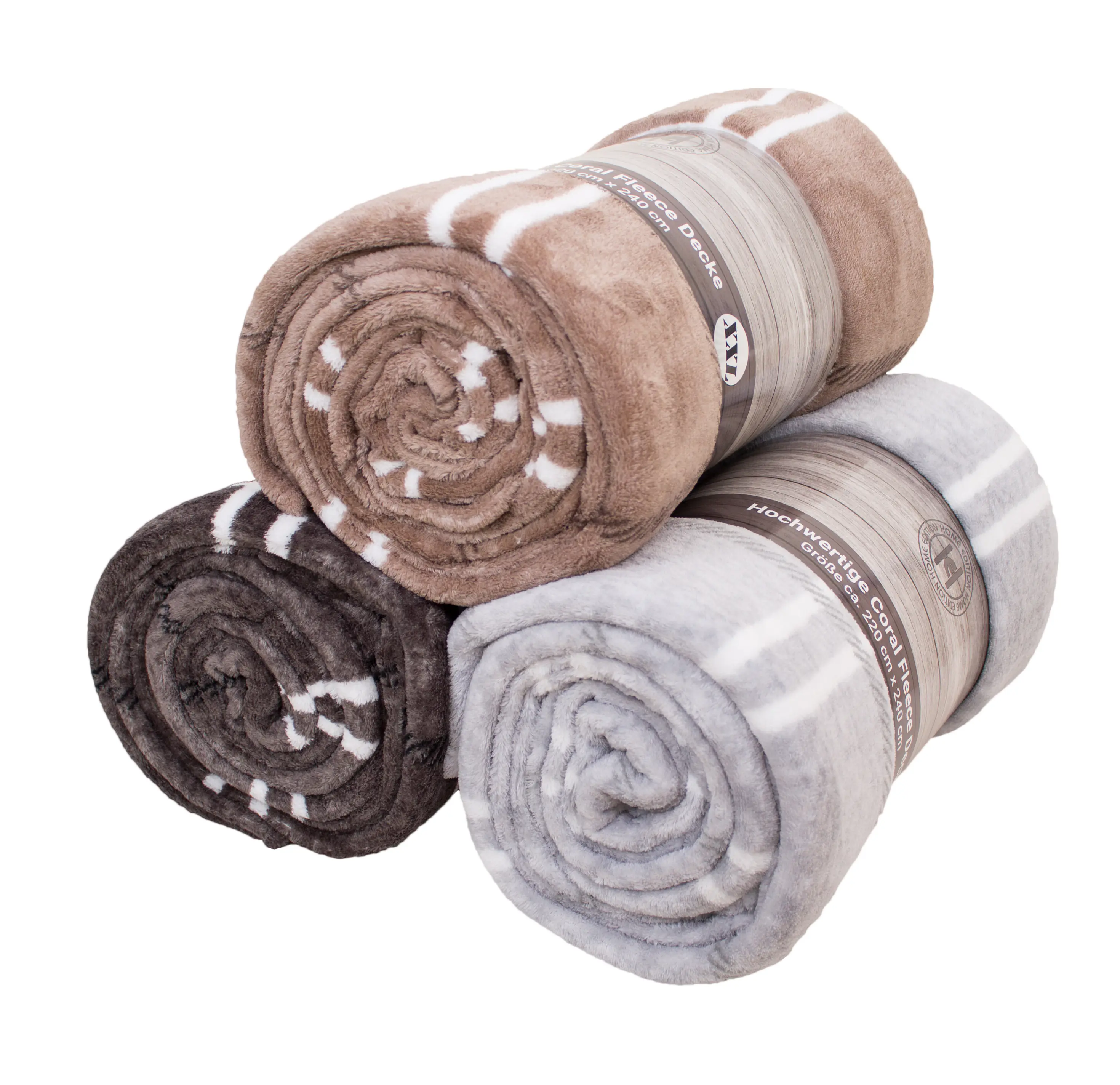 Fleecedecke Coral Karo XXL 220 x 240 cm 3-fach sortiert