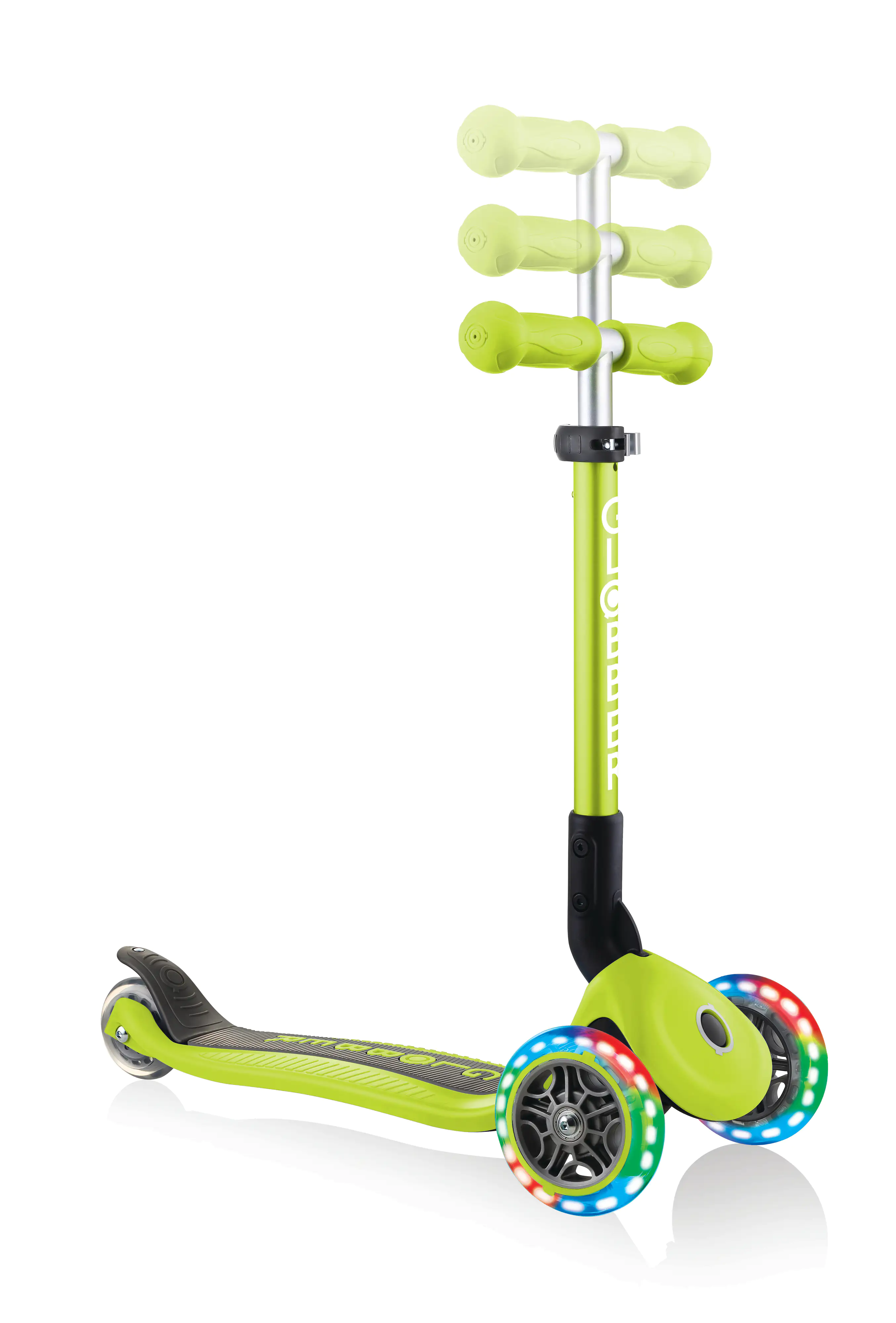 Globber Scooter Junior Foldable Lights limegrün mit Leuchtrollen