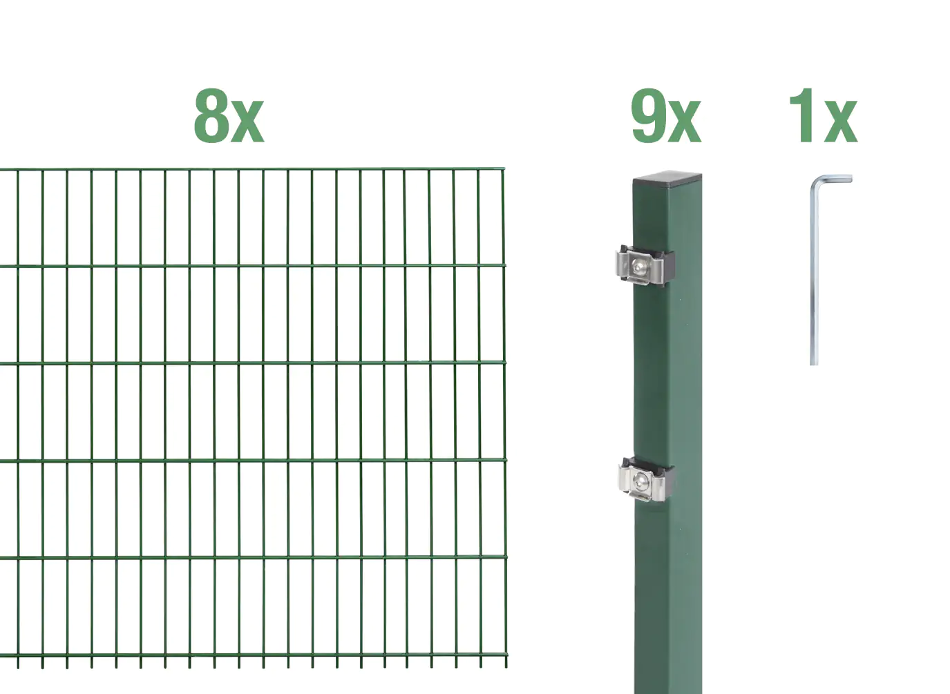 Alberts Doppelstabmatten-Grundset 16 m 200 x 160 cm 6/5/6 grün Alberts Doppelstabmatten-Grundset 16 m 200 x 160 cm 6/5/6 grün