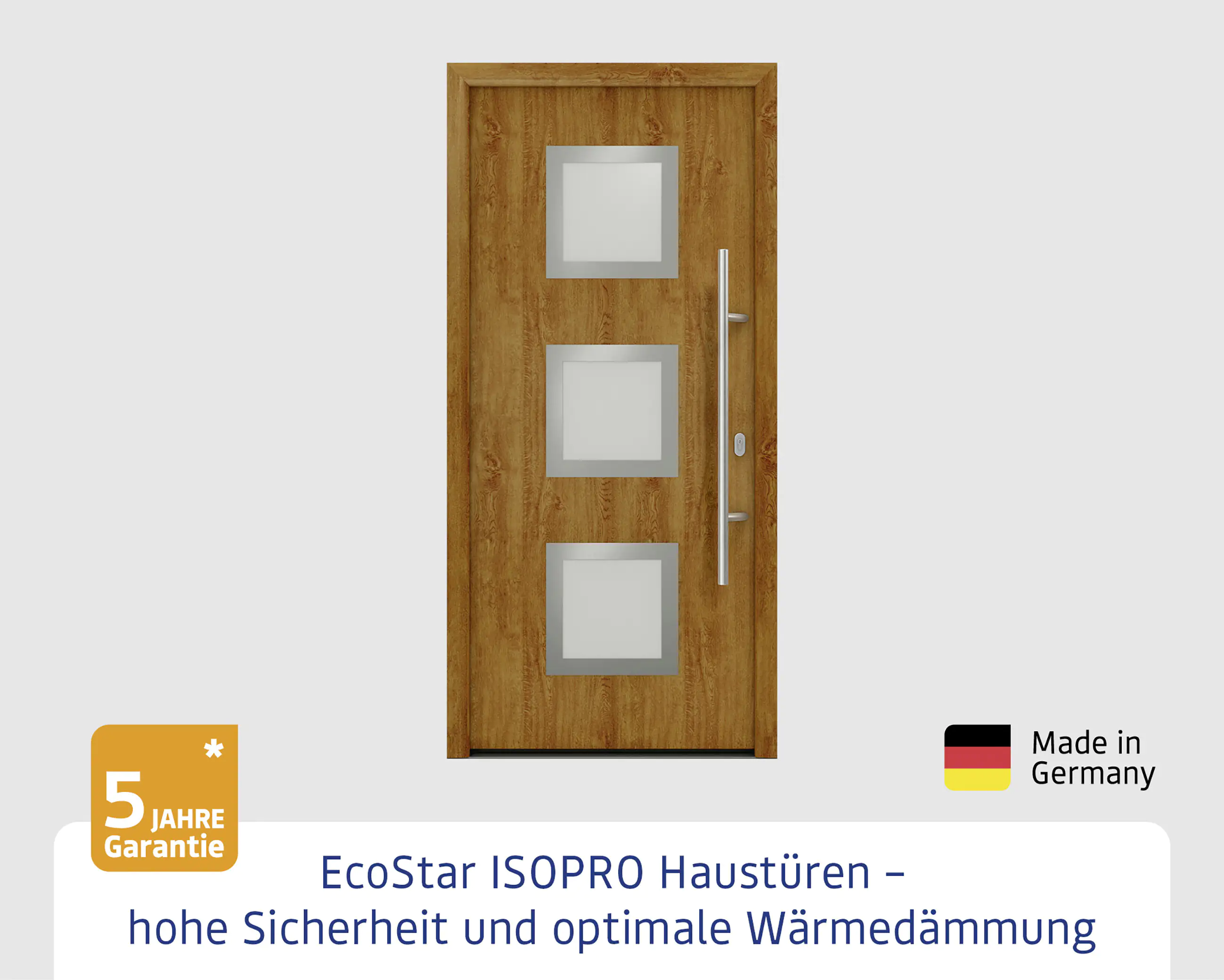 EcoStar Haustür ISOPRO IP 810S golden oak 110 x 210 cm EcoStar Haustür ISOPRO IP 810S golden oak 110 x 210 cm