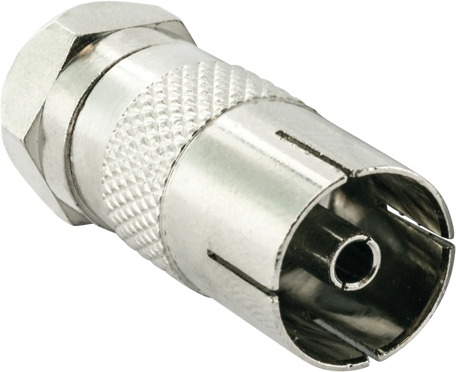 Schwaiger Koaxial Adapter UEST9300 531 silber, 1x F Stecker / 1x IEC Buchse