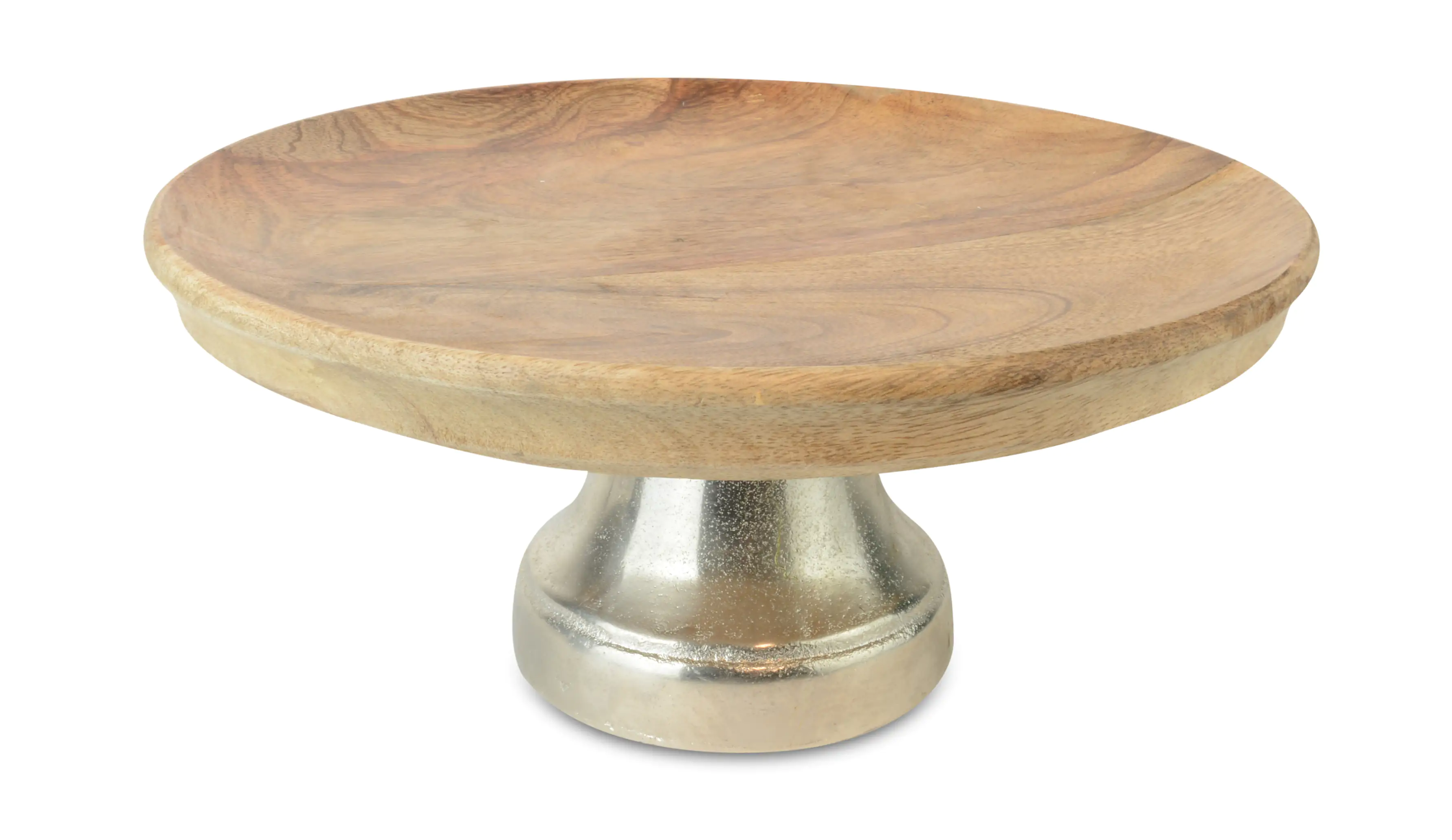 4004942703490 Riffelmacher Dekoteller mit Alufuß aus Mangoholz 30 x 13 cm