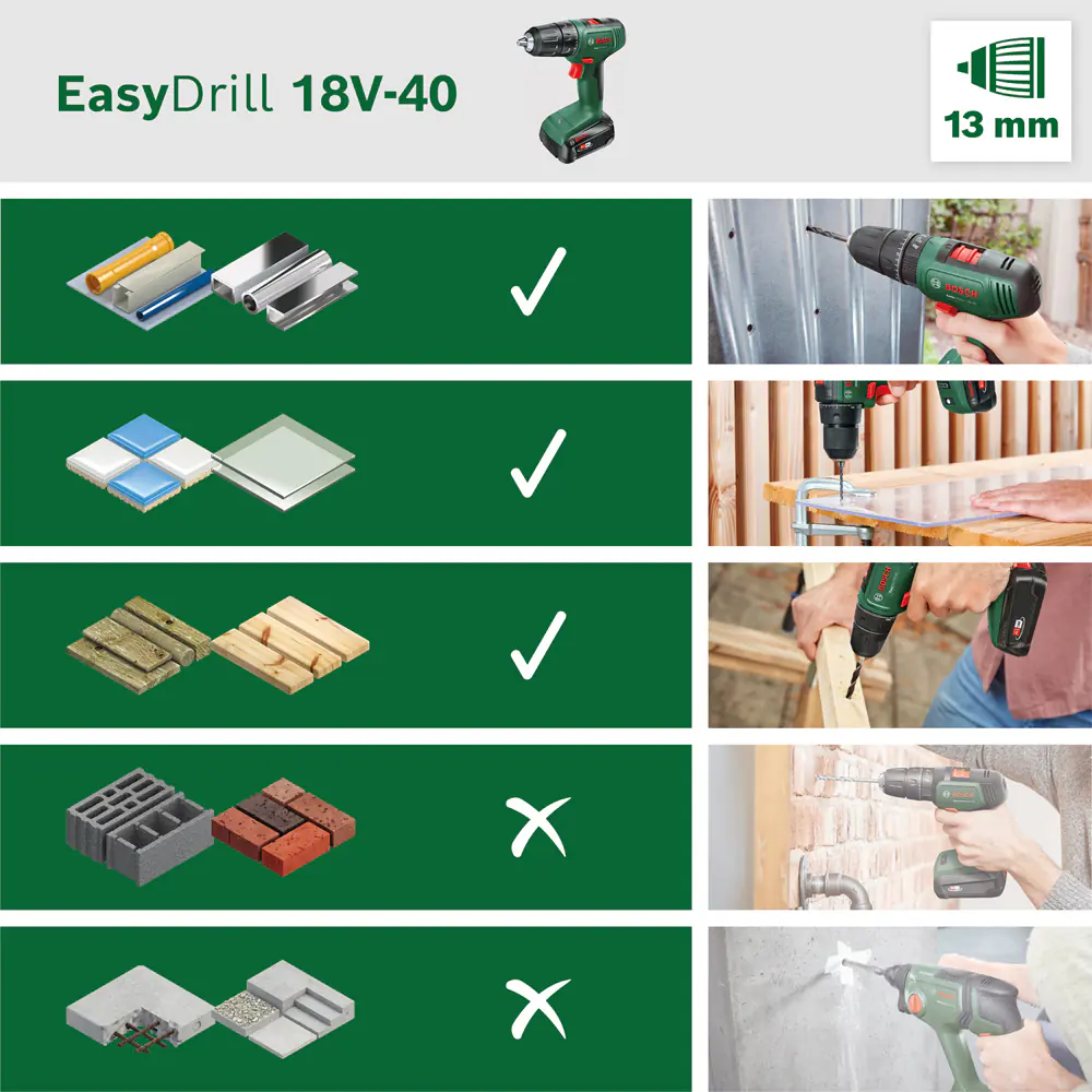 Bosch Akku-Bohrschrauber EasyDrill 18V-40 Solo Bosch Akku-Bohrschrauber EasyDrill 18V-40 Solo