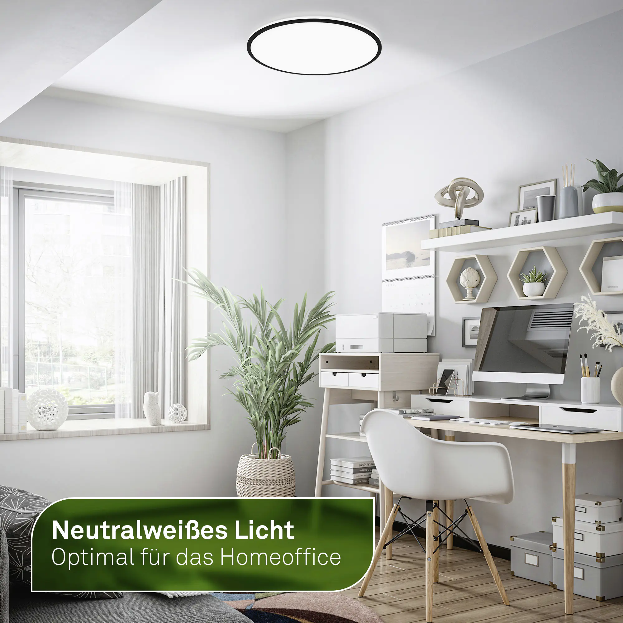 Briloner LED-Deckenleuchte Lana Ø 33 cm weiß-schwarz neutralweiß 
