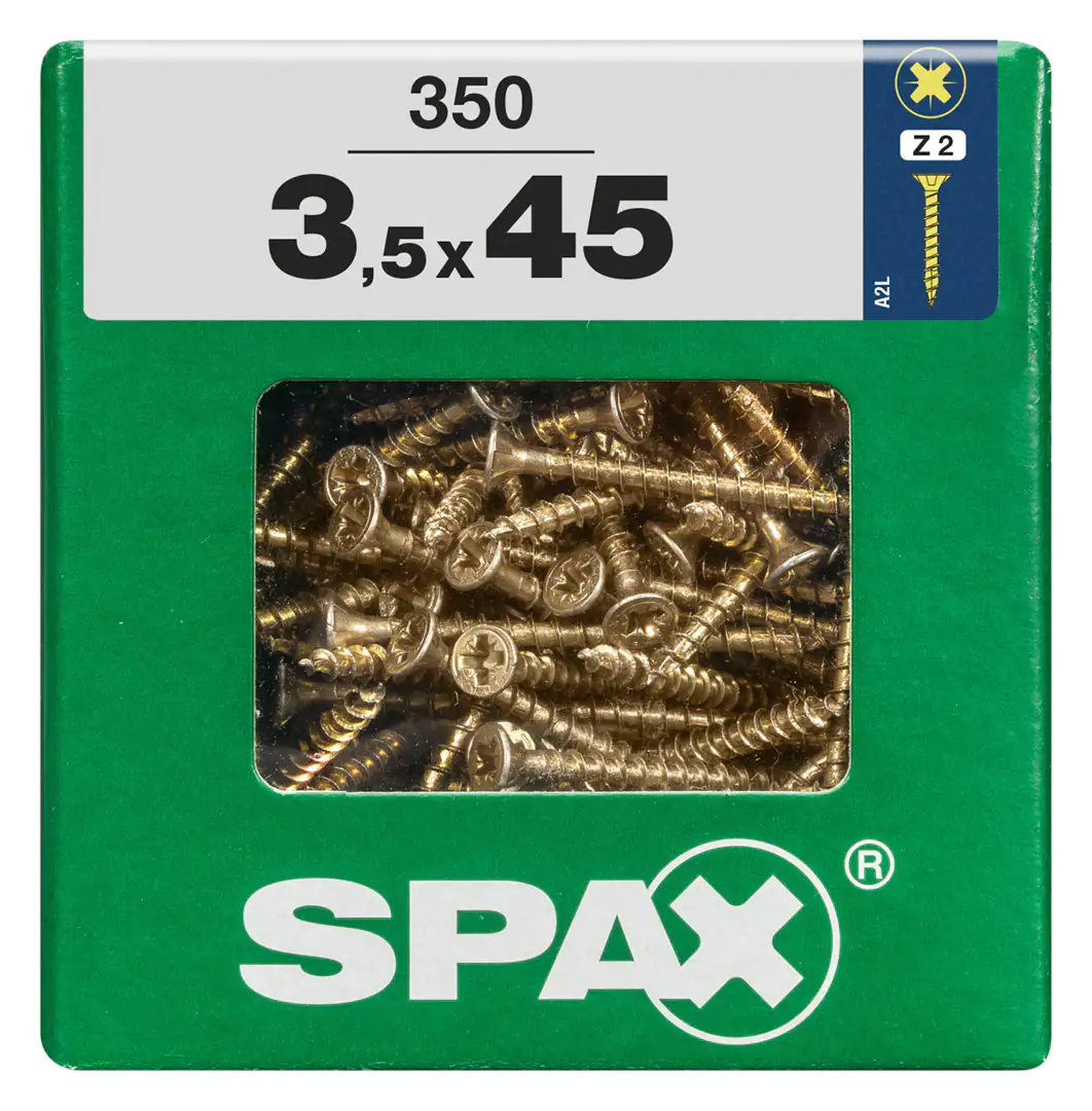 Spax Universalschrauben 3.5 x 45 mm PZ 2 - 350 Stk. Spax Universalschrauben 3.5 x 45 mm PZ 2 - 350 Stk.