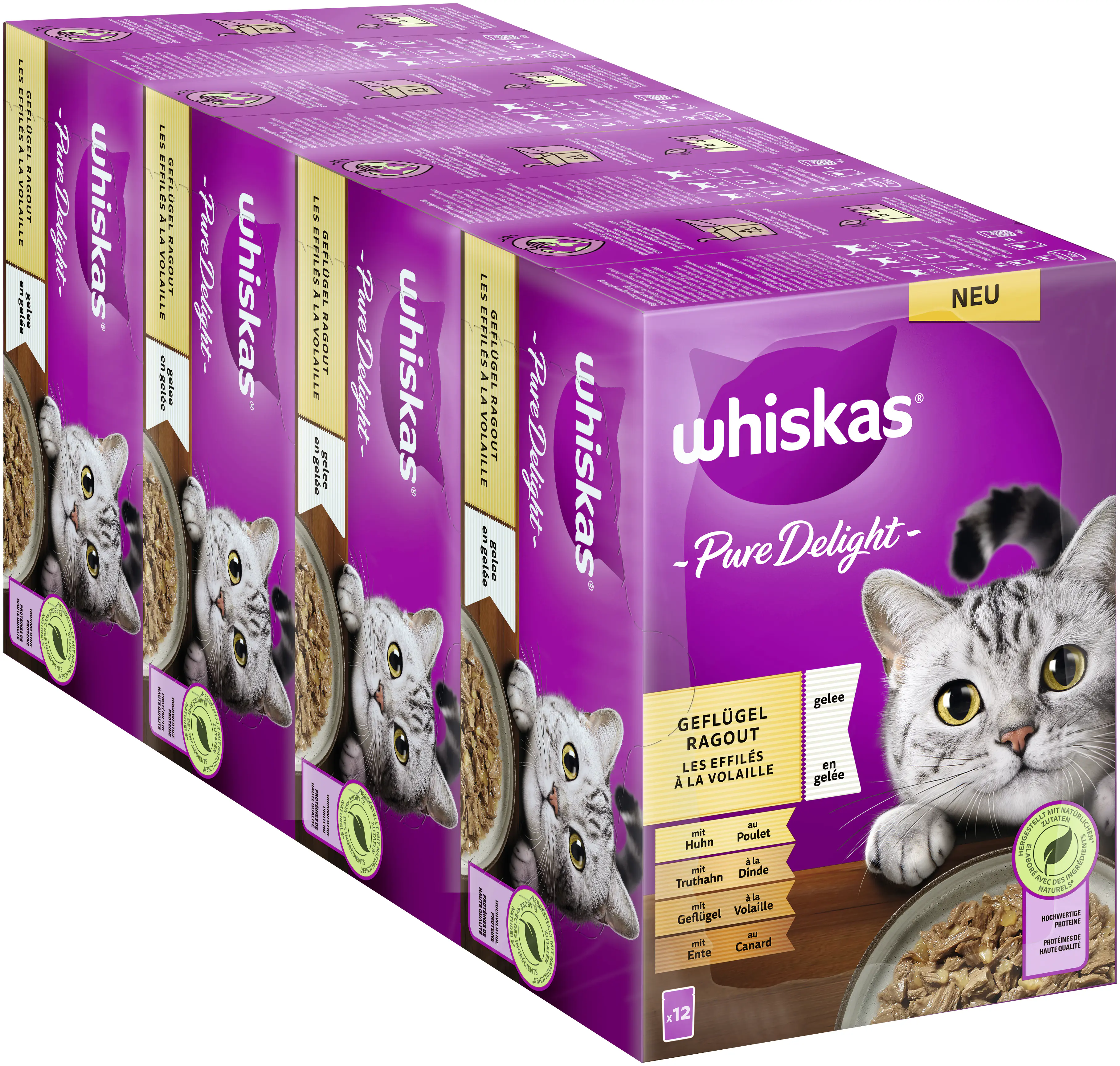 Whiskas Multipack Pure Delight Geflügelragout Katzenfutter 12 x 85 g