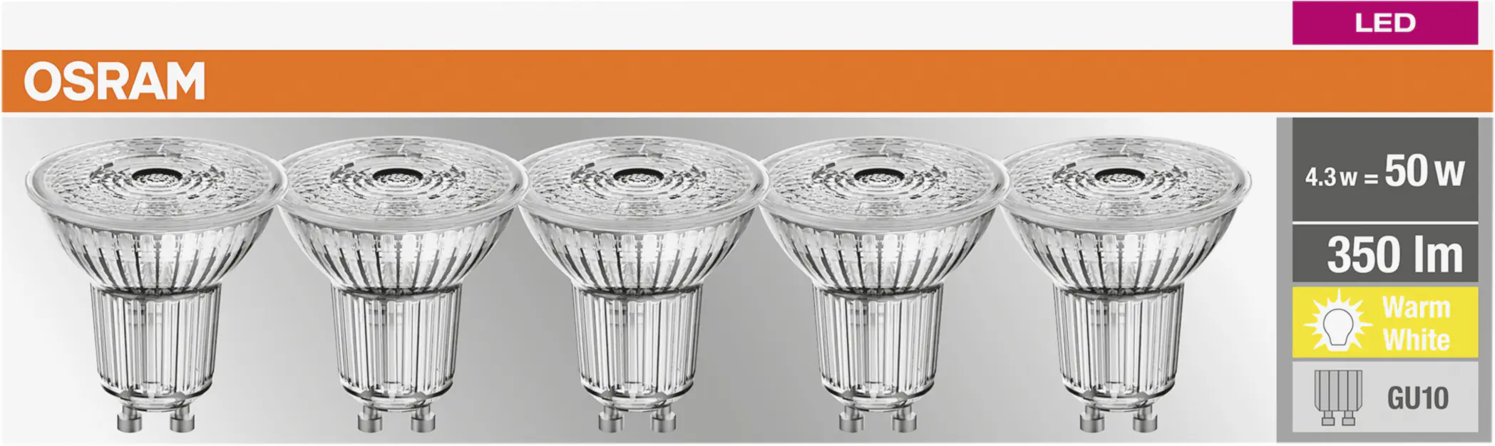 Osram LED Reflektor GU 10 4,3 W 5er Pack