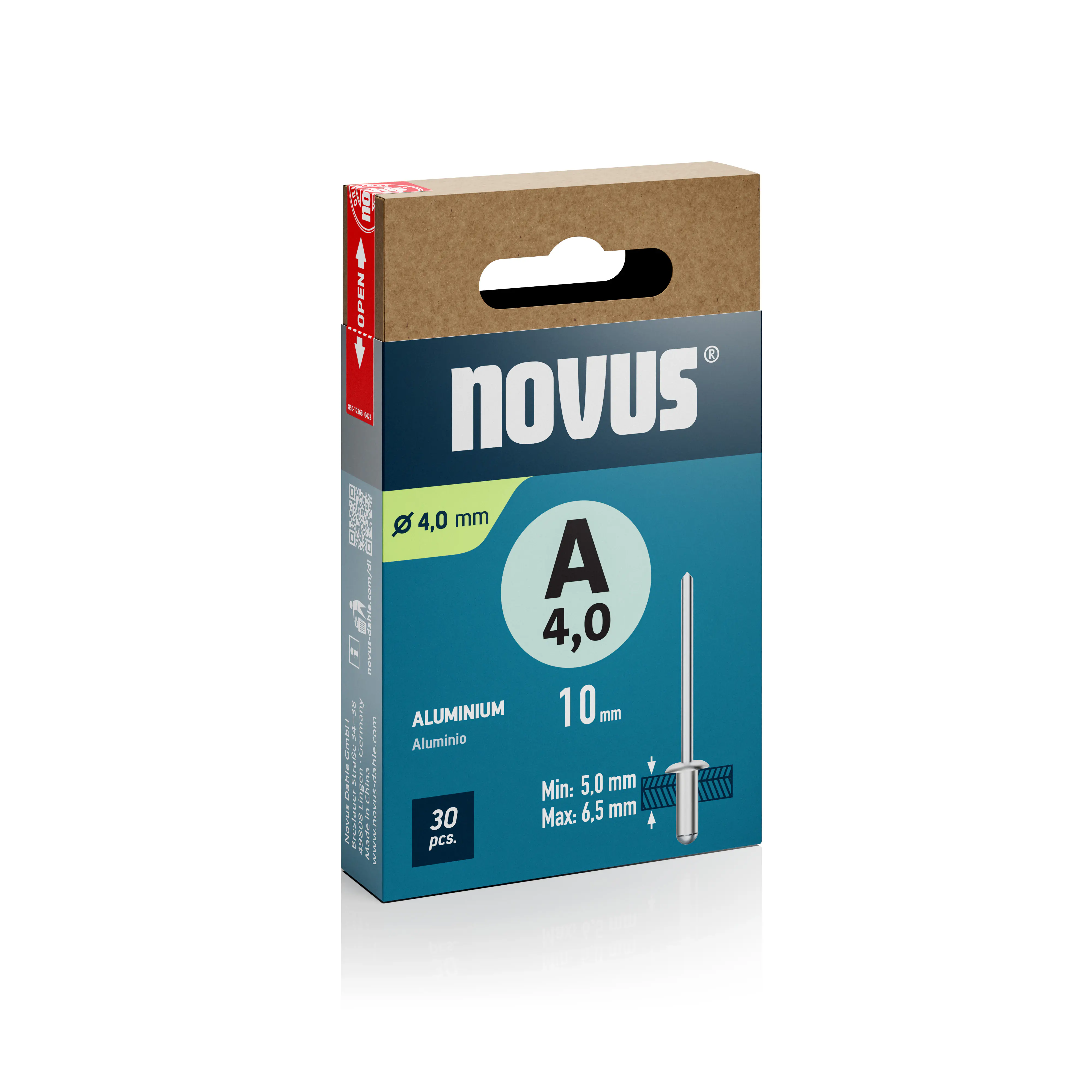 Novus Blindnieten Typ A 4 x 10 mm Aluminium 30 Stück