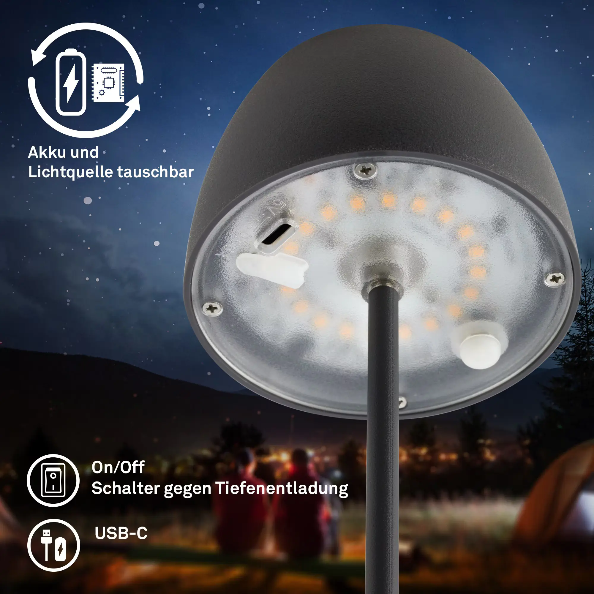 DiKa LED Akku-Tischleuchte Serina Mini Touch anthrazit 20 x 8 cm warmweiß DiKa LED Akku-Tischleuchte Serina Mini Touch anthrazit 20 x 8 cm warmweiß