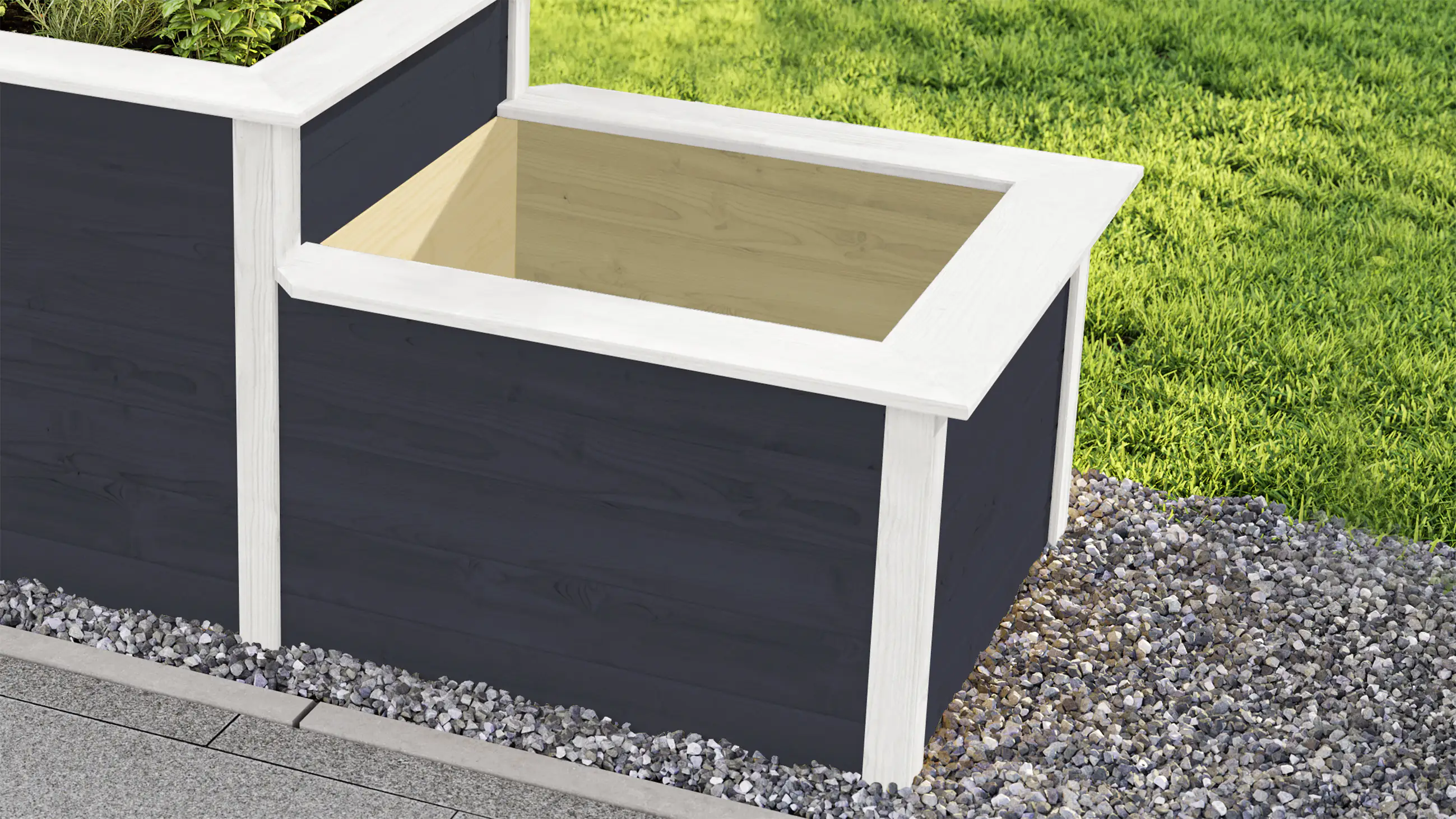 Weka Hochbeet 205x79 21mm, anthrazit, Stufe