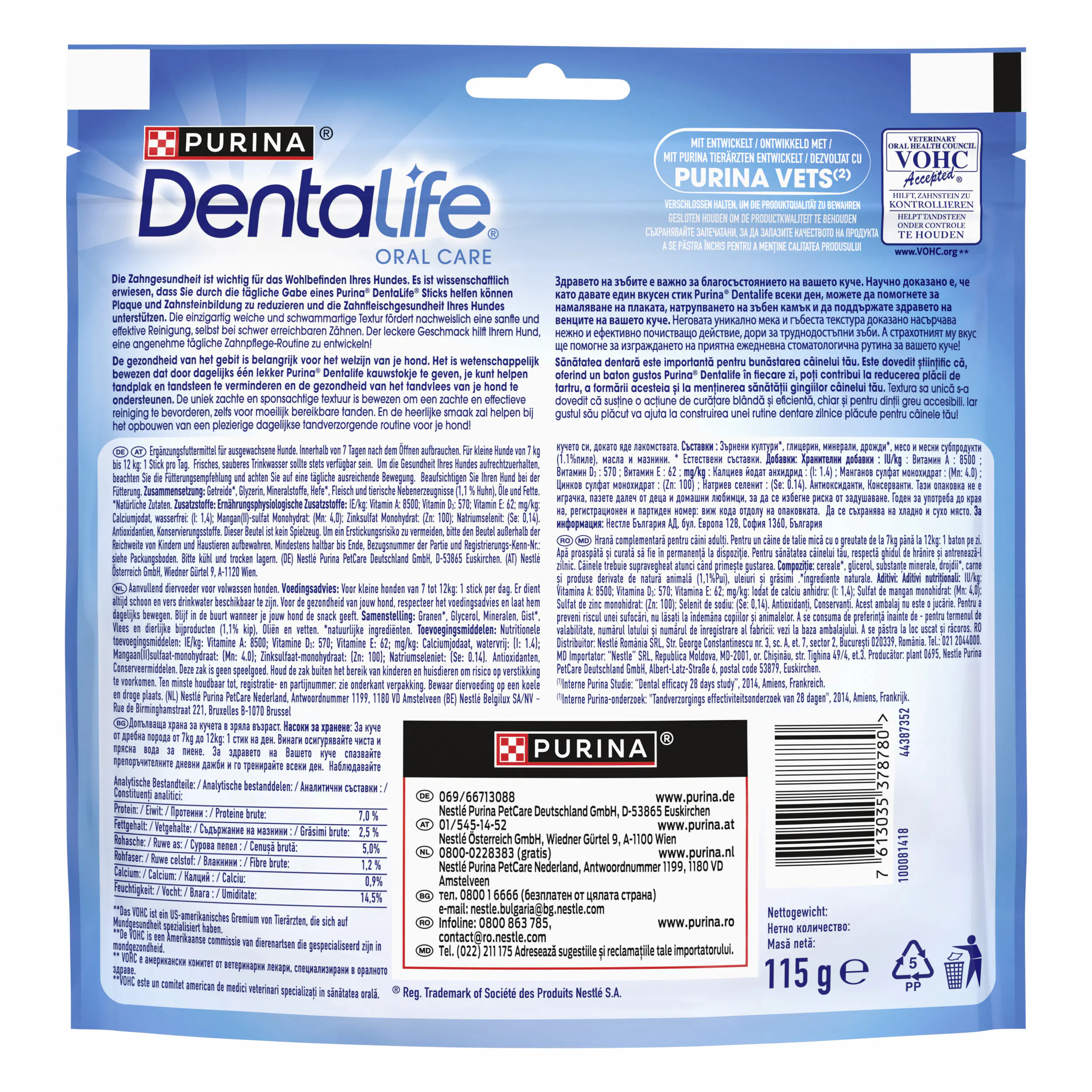 Purina DentaLife Mini Snacks für kleine Hunde 7 Sticks 115g