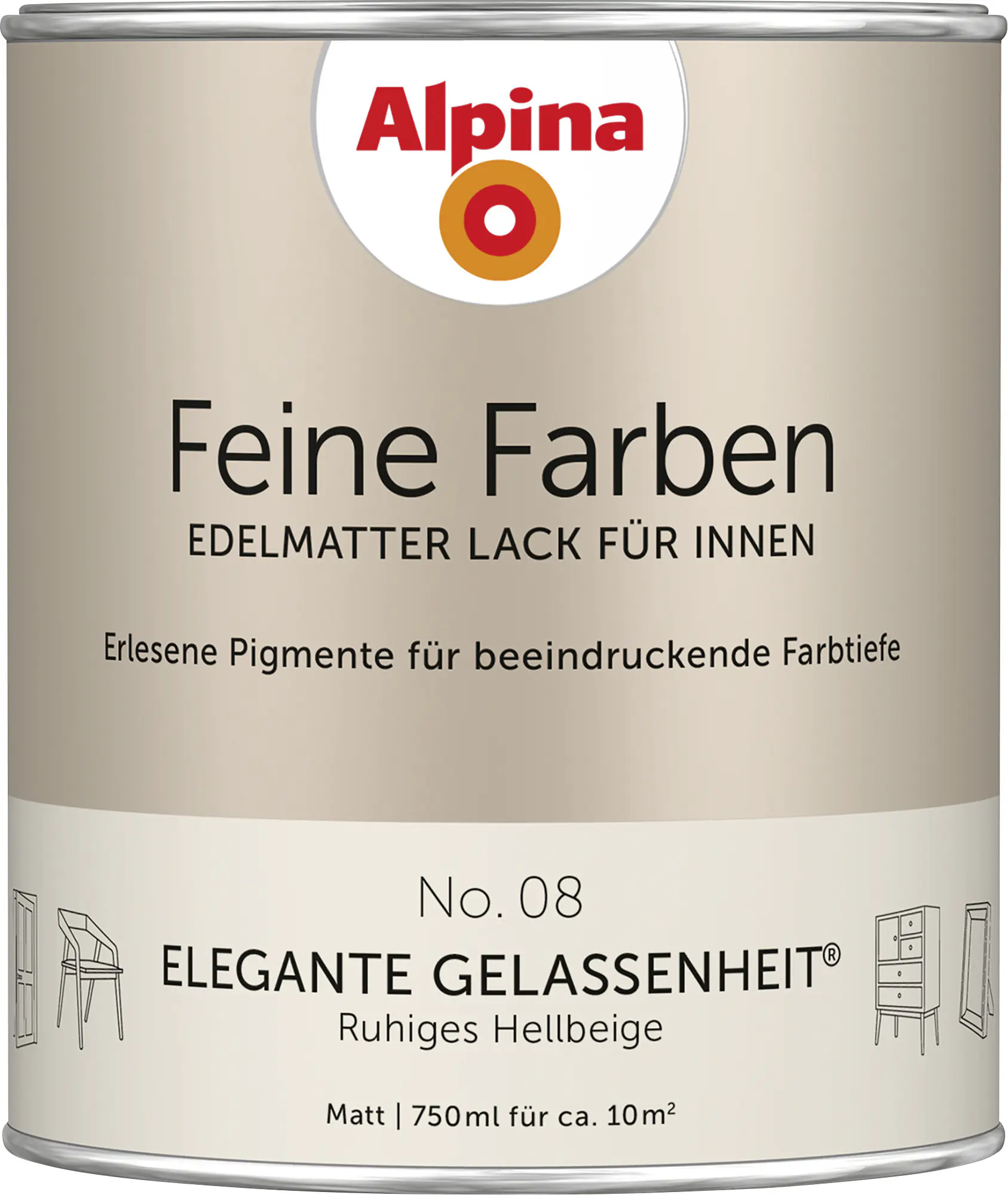 Alpina Feine Farben Lack No. 08 Elegante Gelassenheit - hellbeige 750 ml
