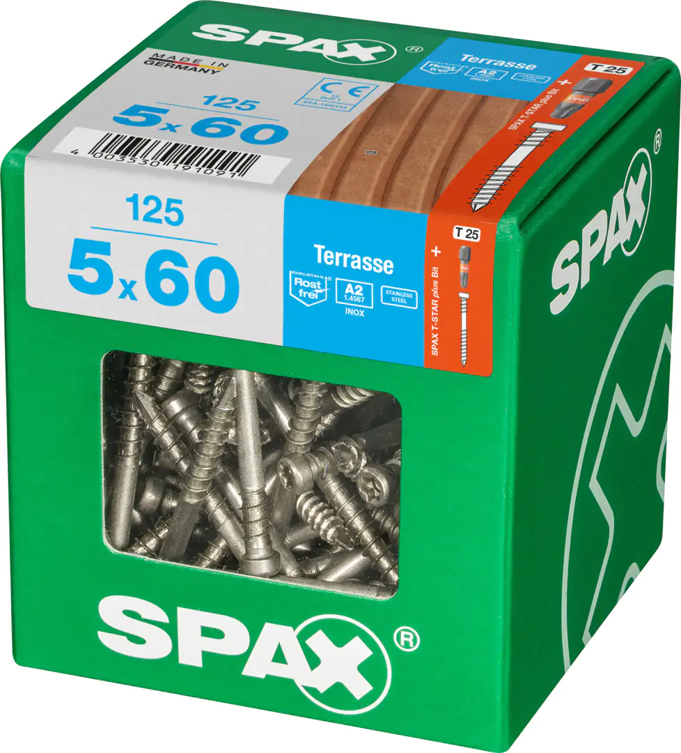 Spax Terrassenschrauben 5.0 x 60 mm TX 25 - 125 Stk.