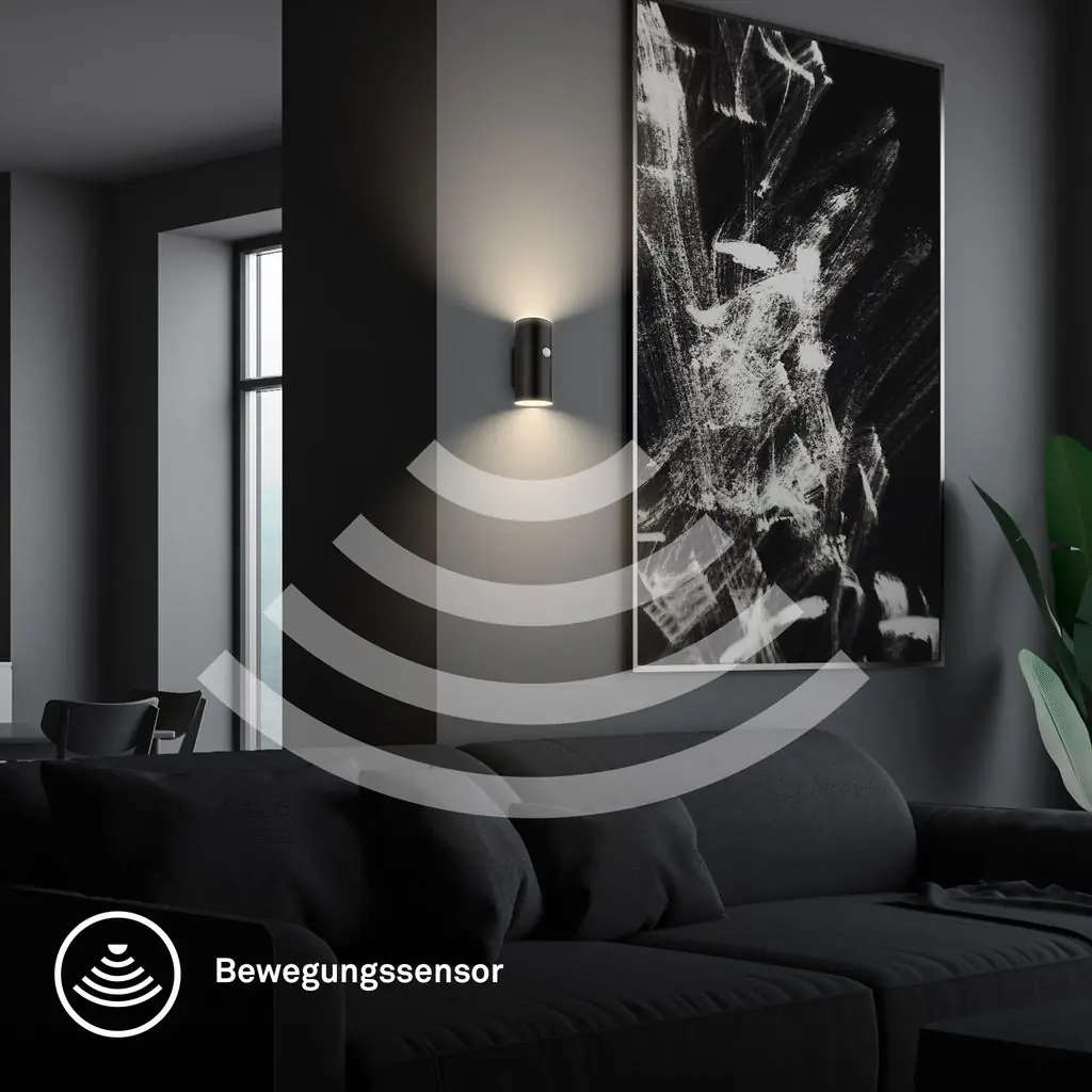 Briloner LED Akku-Außenwandleuchte Suda schwarz 6,5W 700lm warmweiß Bewegungssensor