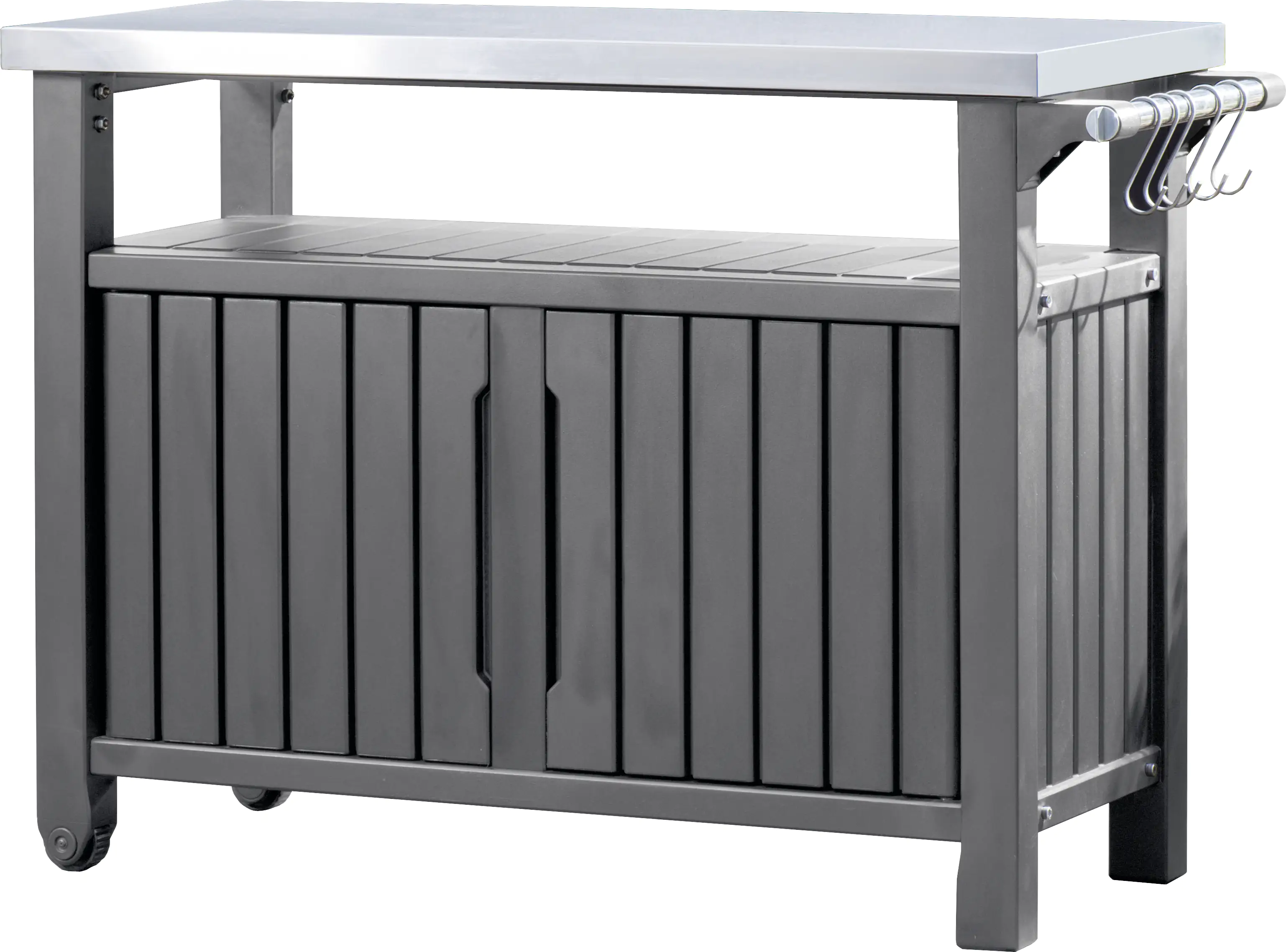 Keter BBQ-Grilltisch 2-türig graphit 134 cm x 52 cm x 90 cm (BxTxH) Keter BBQ-Grilltisch 2-türig graphit 134 cm x 52 cm x 90 cm (BxTxH)