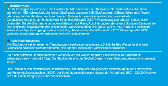 Sodastream Glasflasche für Duo 2x 1 L Füllmenge