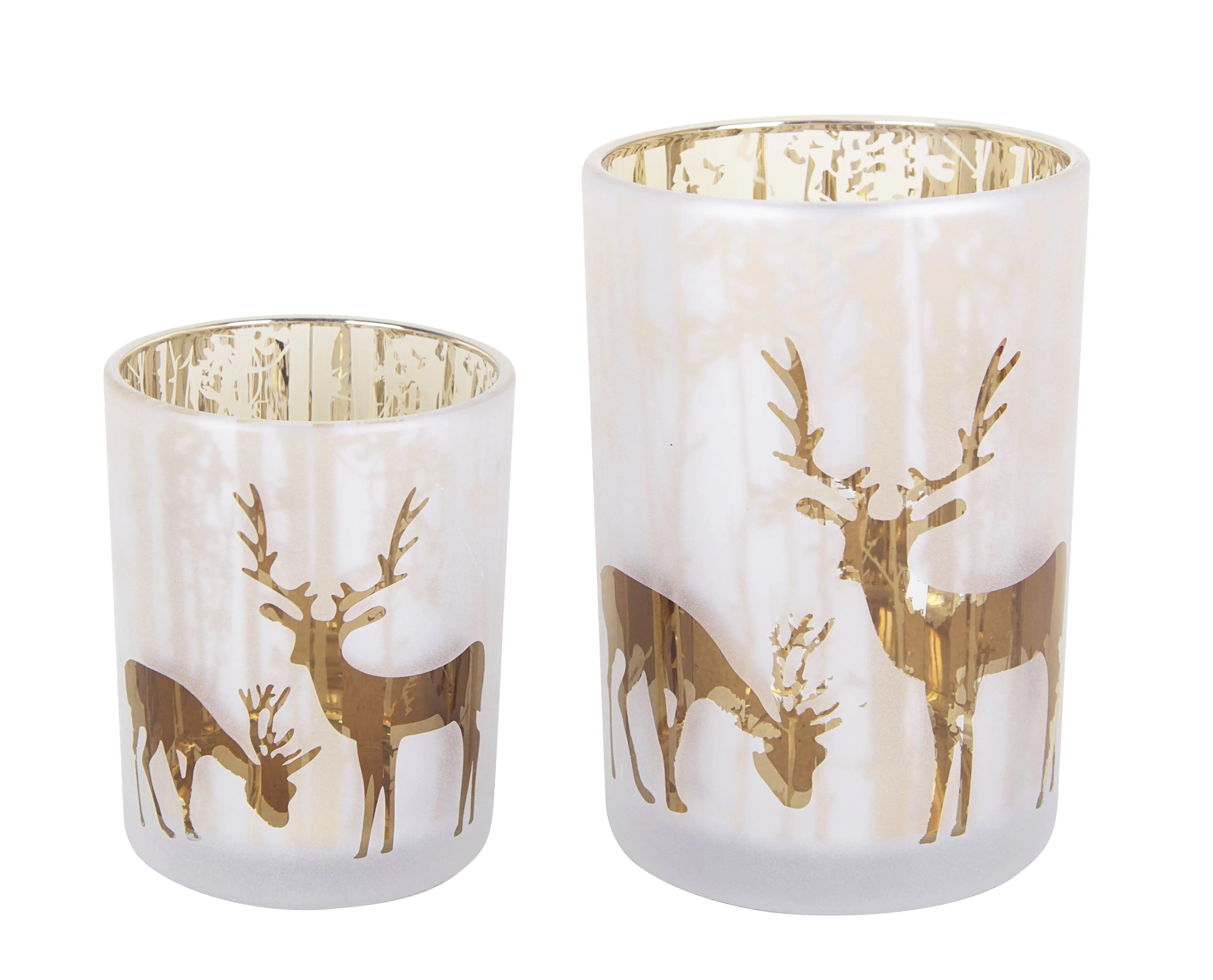 TrendLine Windlicht Glas Rentier Ø 10 cm weiß-gold TrendLine Windlicht Glas Rentier Ø 10 cm weiß-gold