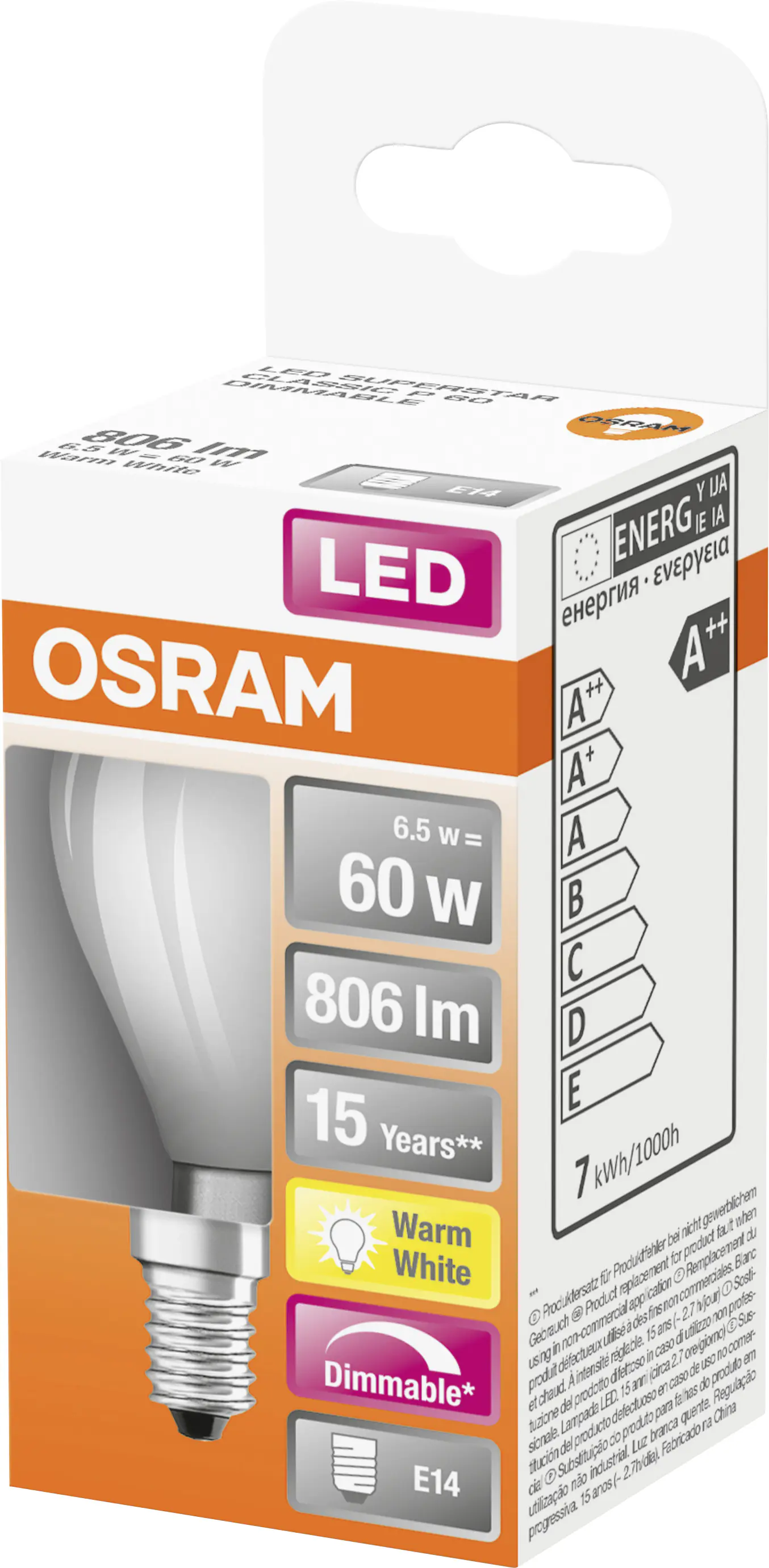 Osram LED Leuchtmittel Super Star Classic P60 E14 5,5 W dimmbar matt