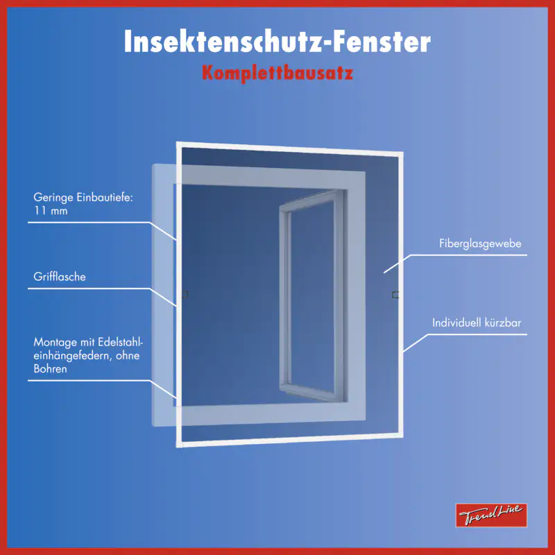 TrendLine Fliegenschutz-Fenster 100 x 120 cm weiß/anthrazit kürzbar