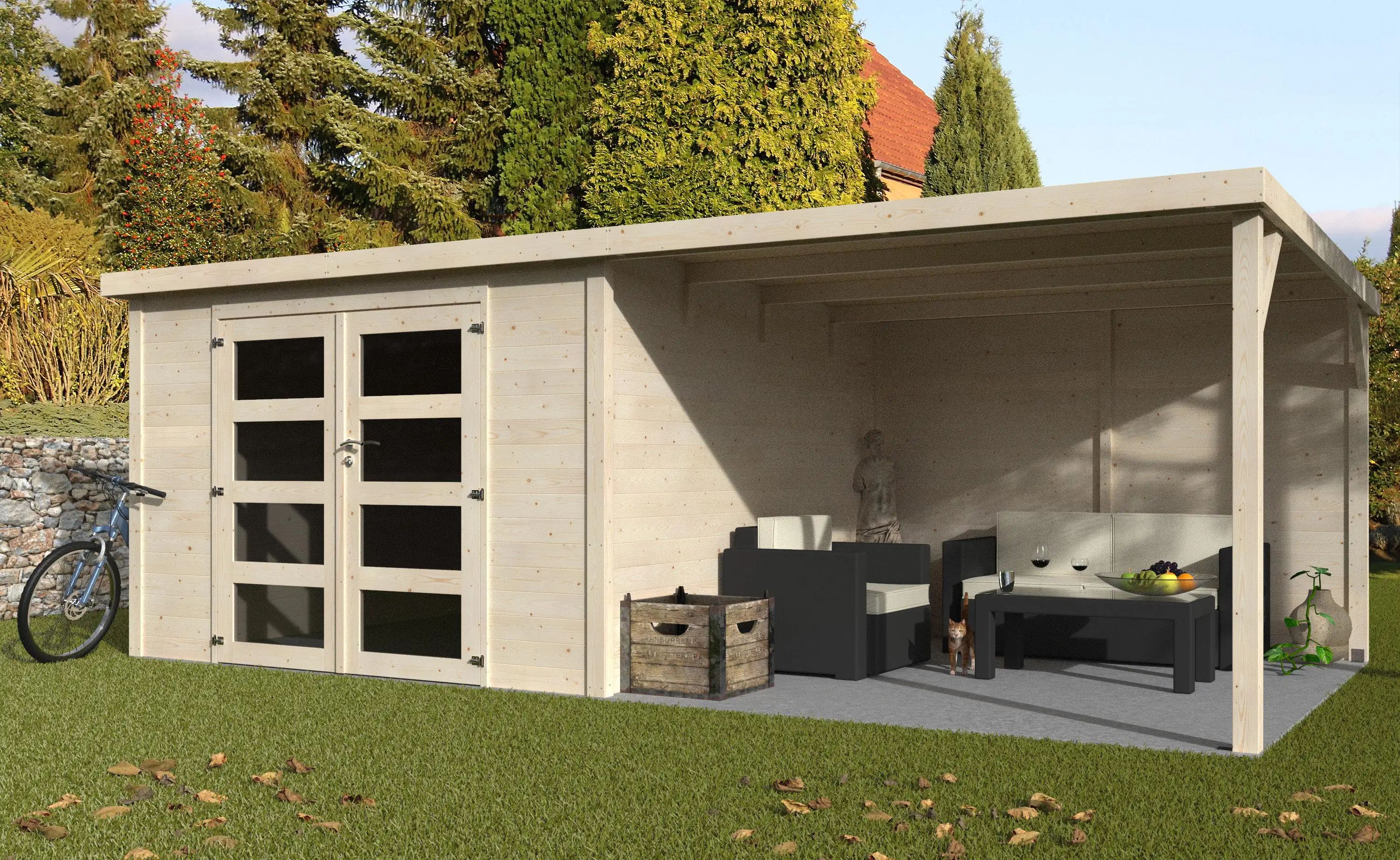 Decor et Jardin Gartenhaus Délices 571 x 305 cm natur inkl. Anbau