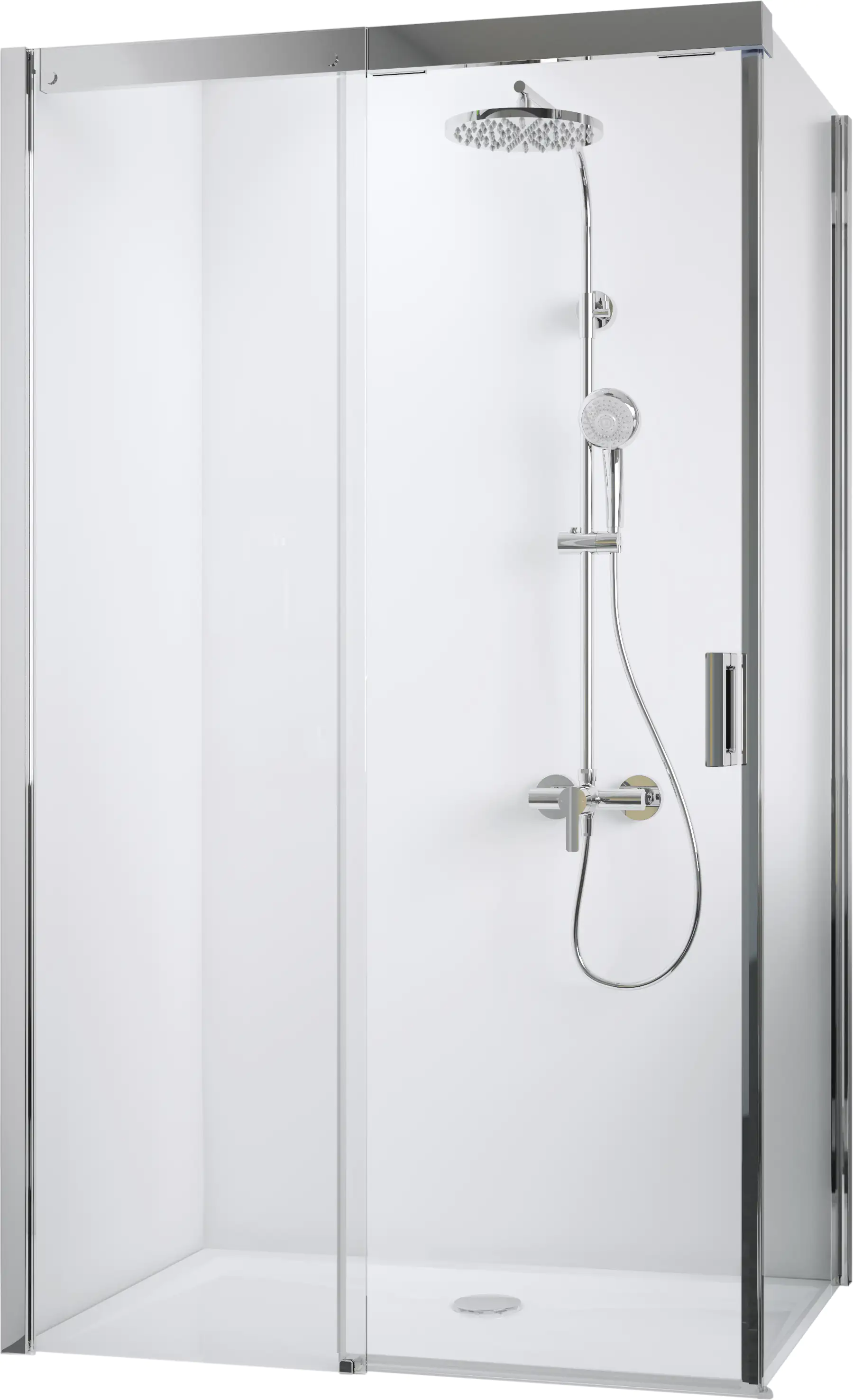 Breuer Schiebetür für Seitenwand Panorama 180 x 200 cm, Alu Chromeffekt, Klarglas/Spiegelglas