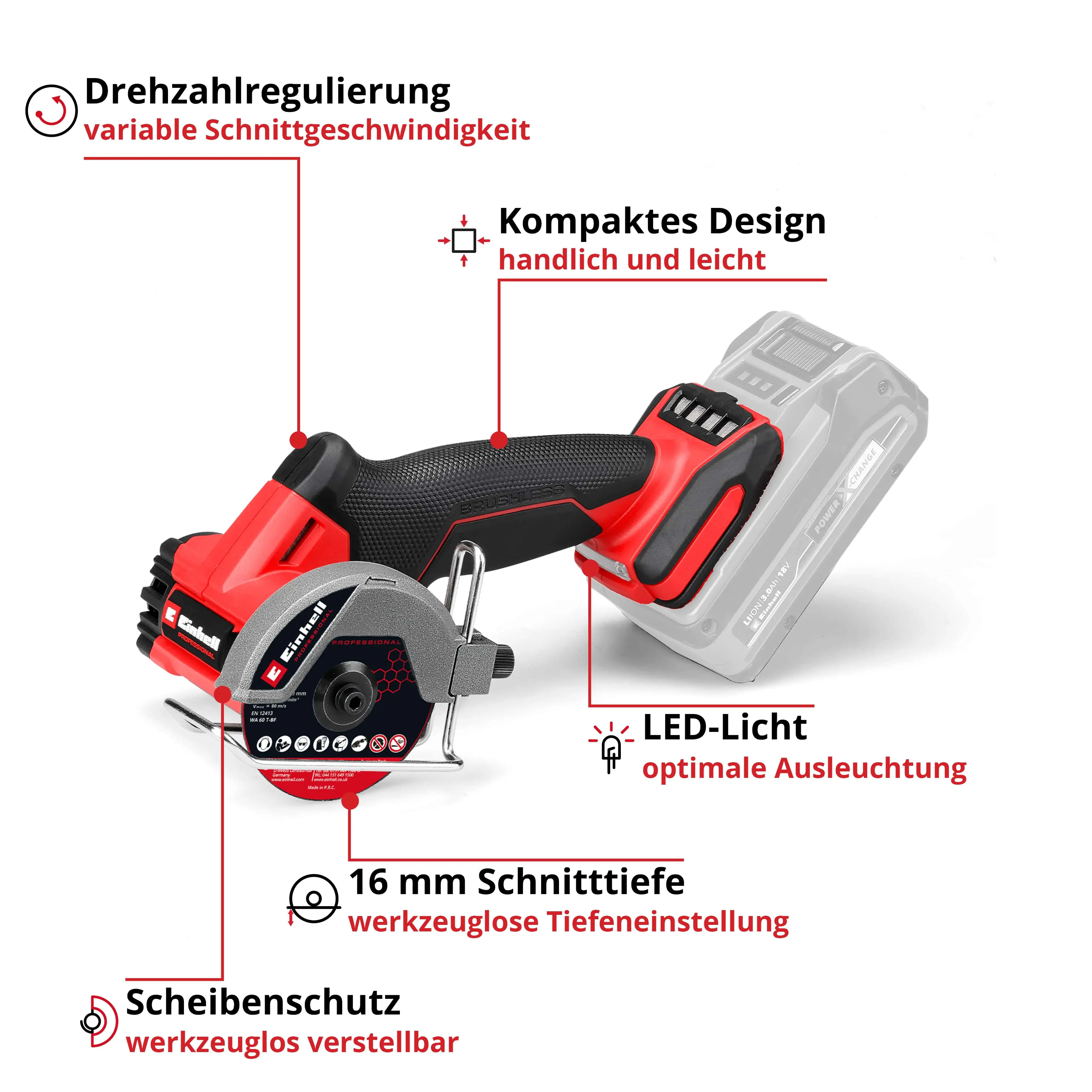 Einhell Professional Akku-Trennschleifer TP-CO 18/76-C Li BL Solo Einhell Professional Akku-Trennschleifer TP-CO 18/76-C Li BL Solo