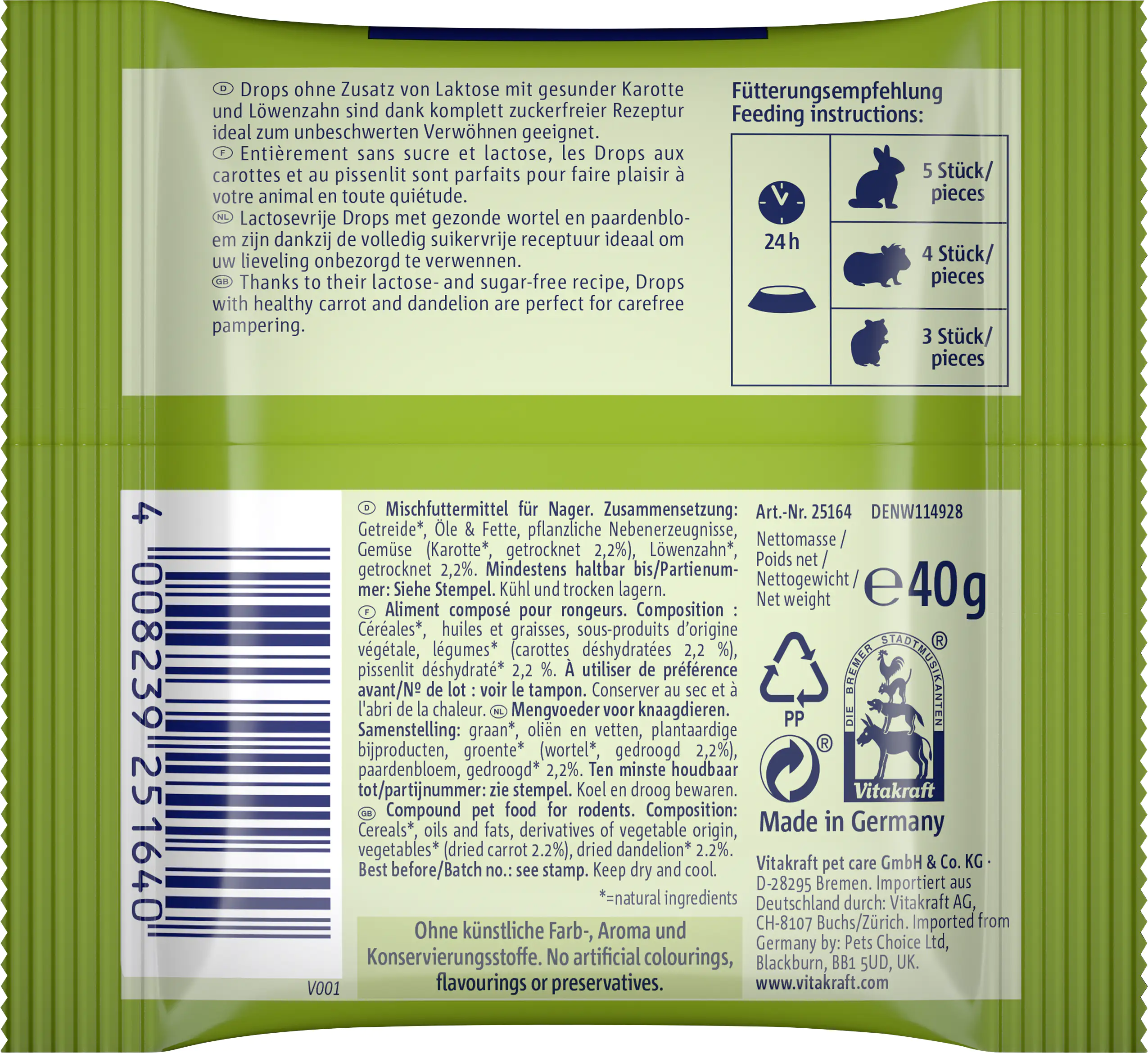 Vitakraft Drops mini Karotte & Löwenzahn 40 g