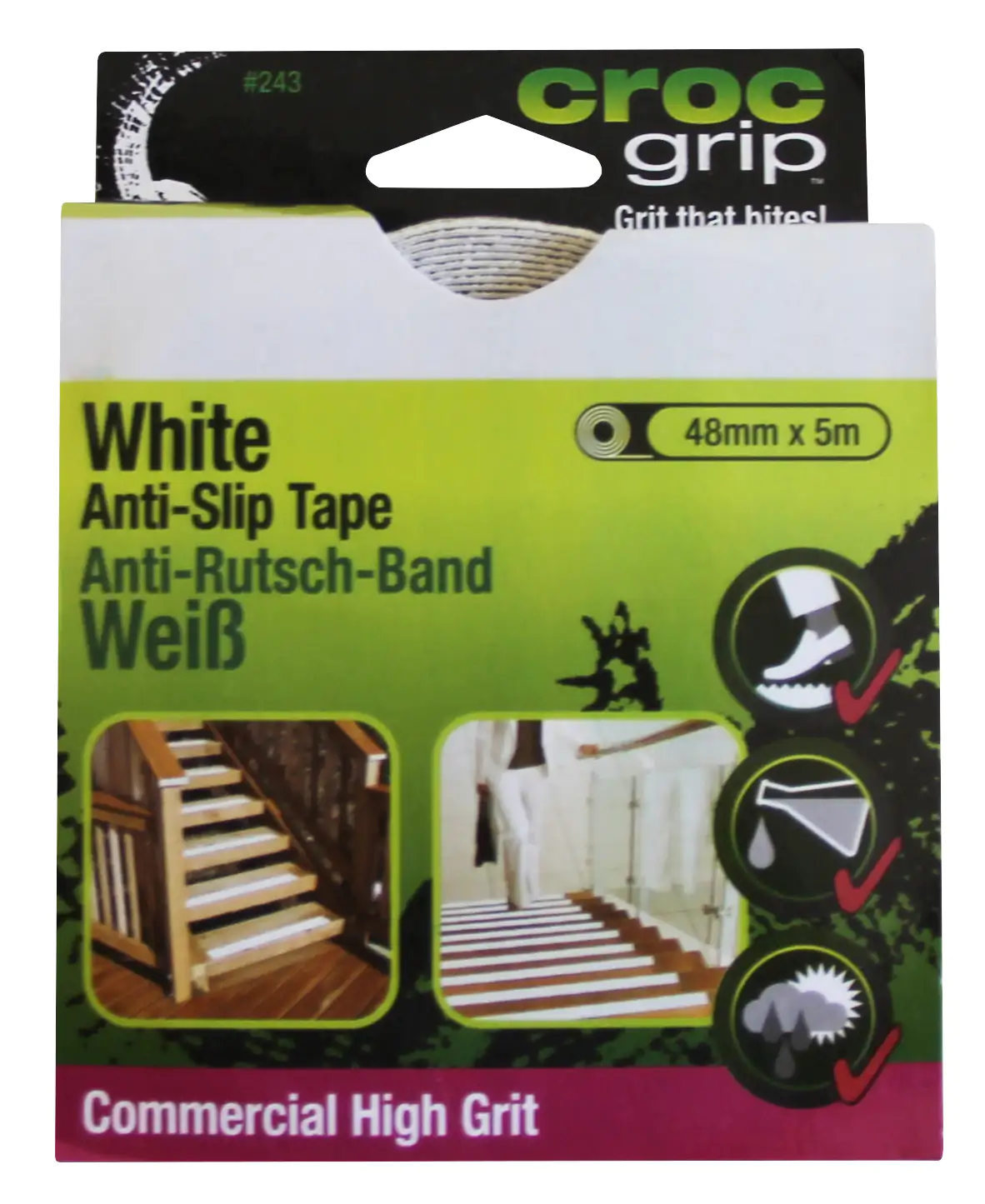 9310937102434_1 HSI Antirutschband Croc Grip selbstklebend weiß 48 mm x 5m