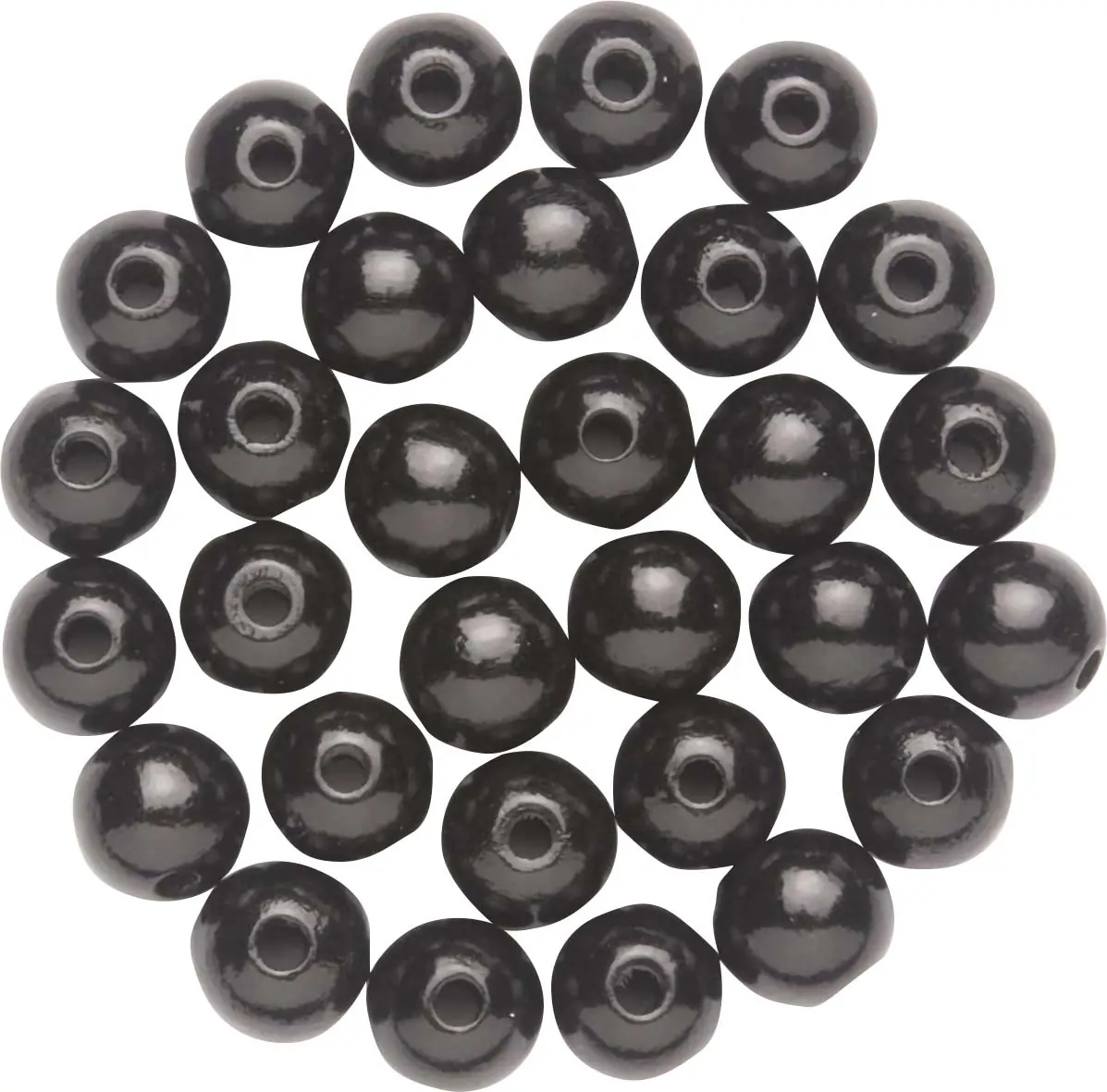 Glorex Holzperle 15 mm schwarz - 14 Stück