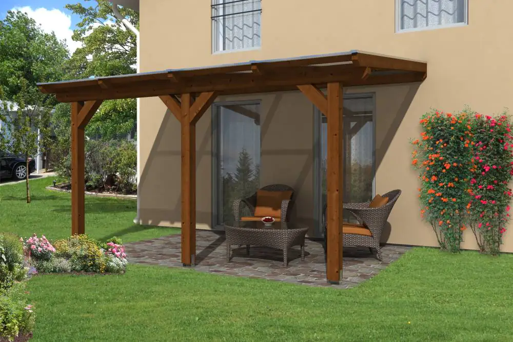 SKAN HOLZ Terrassenüberdachung Andria 434 x 250 cm Leimholz