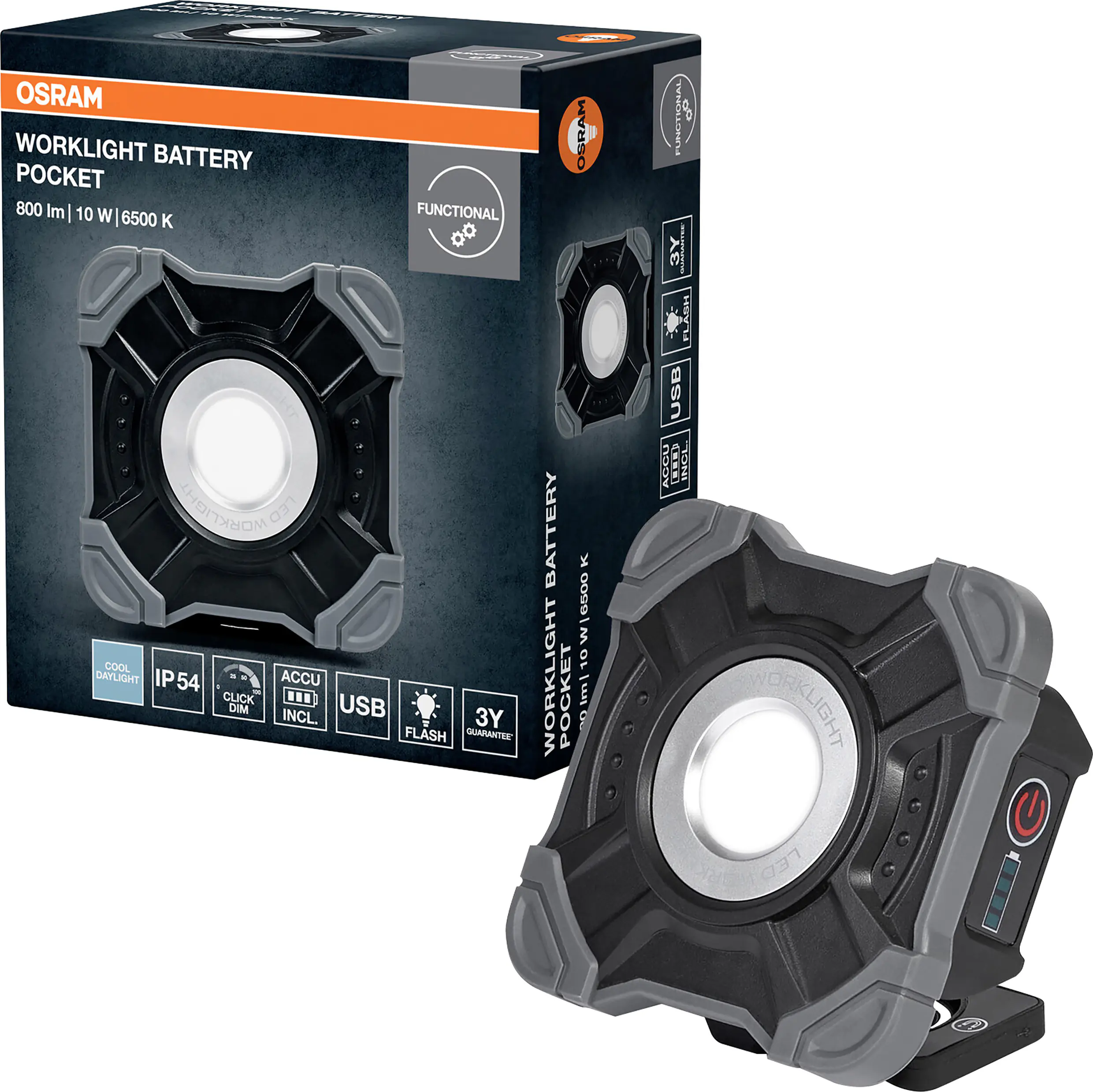 Osram LED Akku-Arbeitsleuchte Worklight Value 10 W kaltweiß schwarz-grau