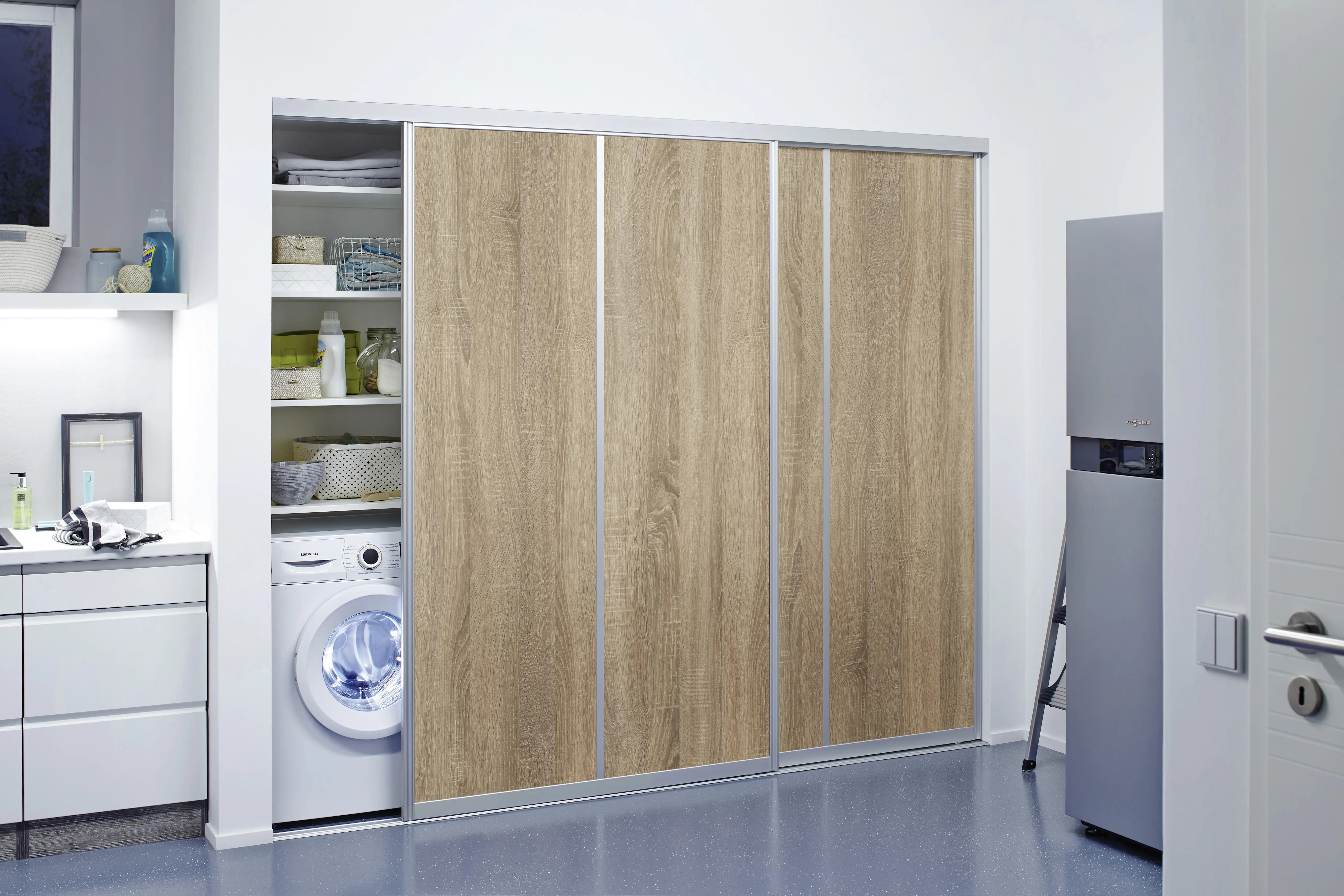 Schiebetür-Baupaket Rapid Eiche geplankt/Eiche Trüffel