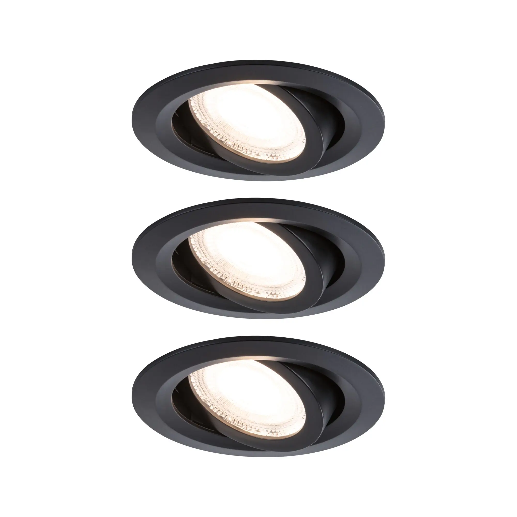 Paulmann LED-Einbauleuchte Fixed 3er Set 574 lm Ø 8,2 cm warmweiß schwarz