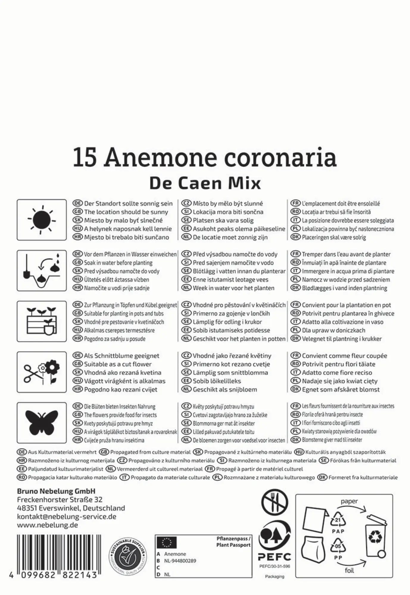 Kiepenkerl Frühjahrsblumenzwiebel Kronenanemone De Caen Mischung 15 Stück